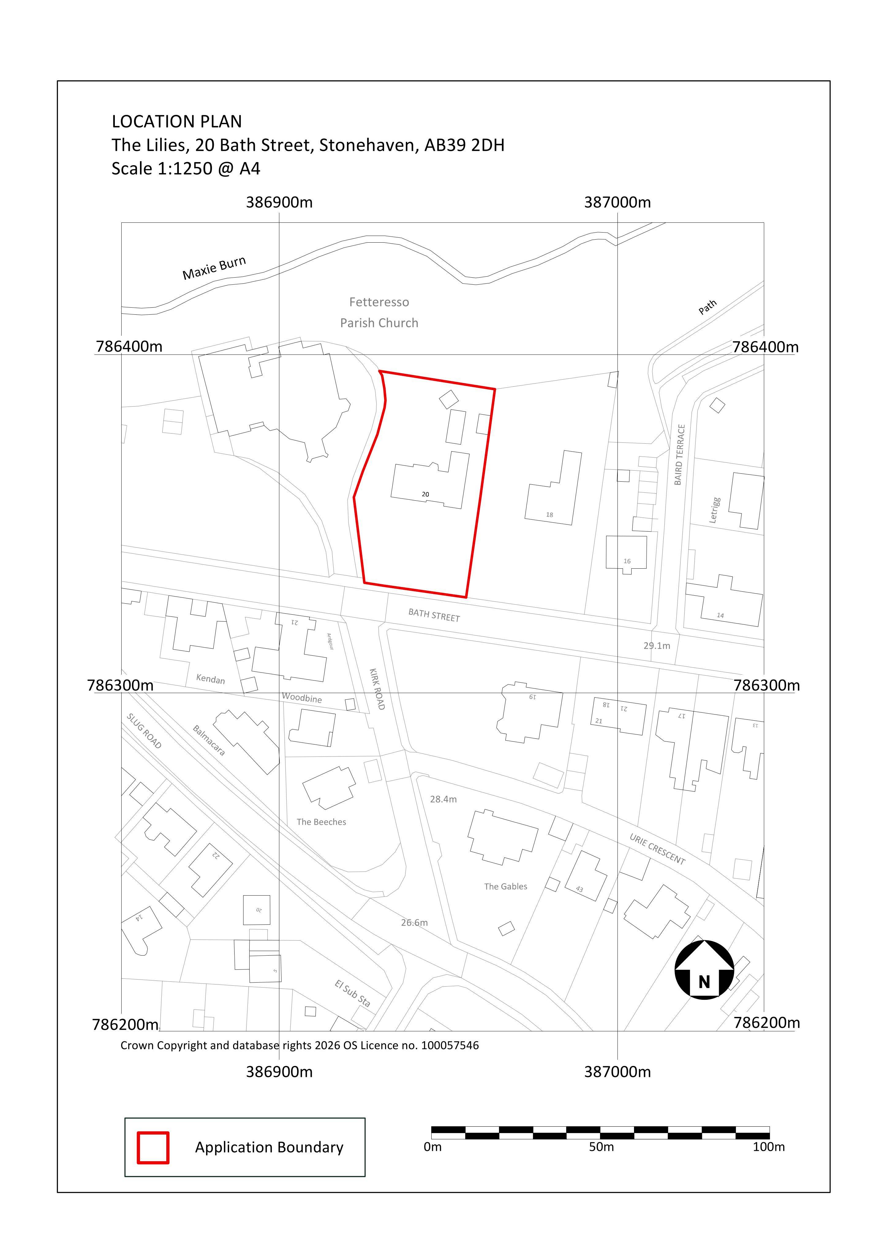 Planning document preview for application APP/2026/1567, at The Lilies 20 Bath Street Stonehaven AB39 2DH, showing LOCATION PLAN, page 1