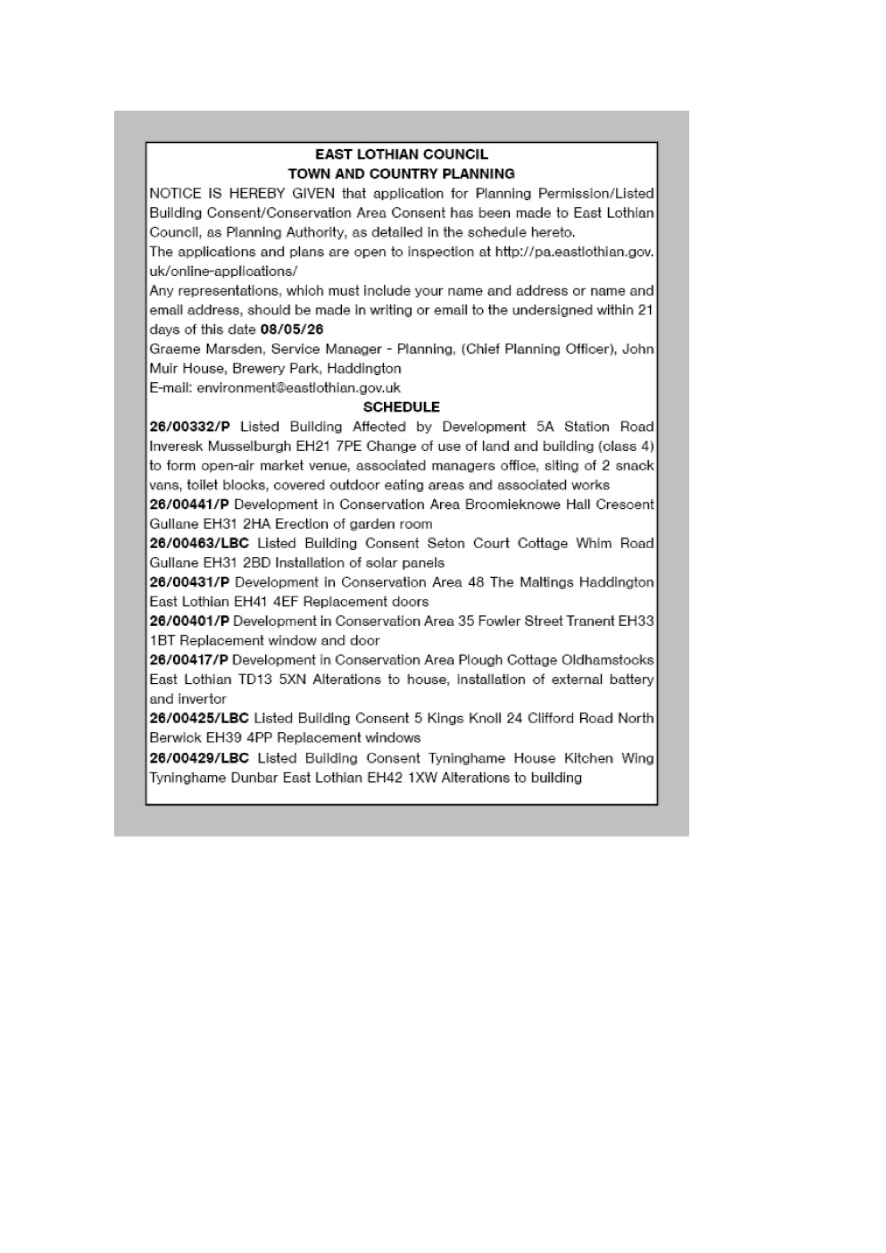 Planning document