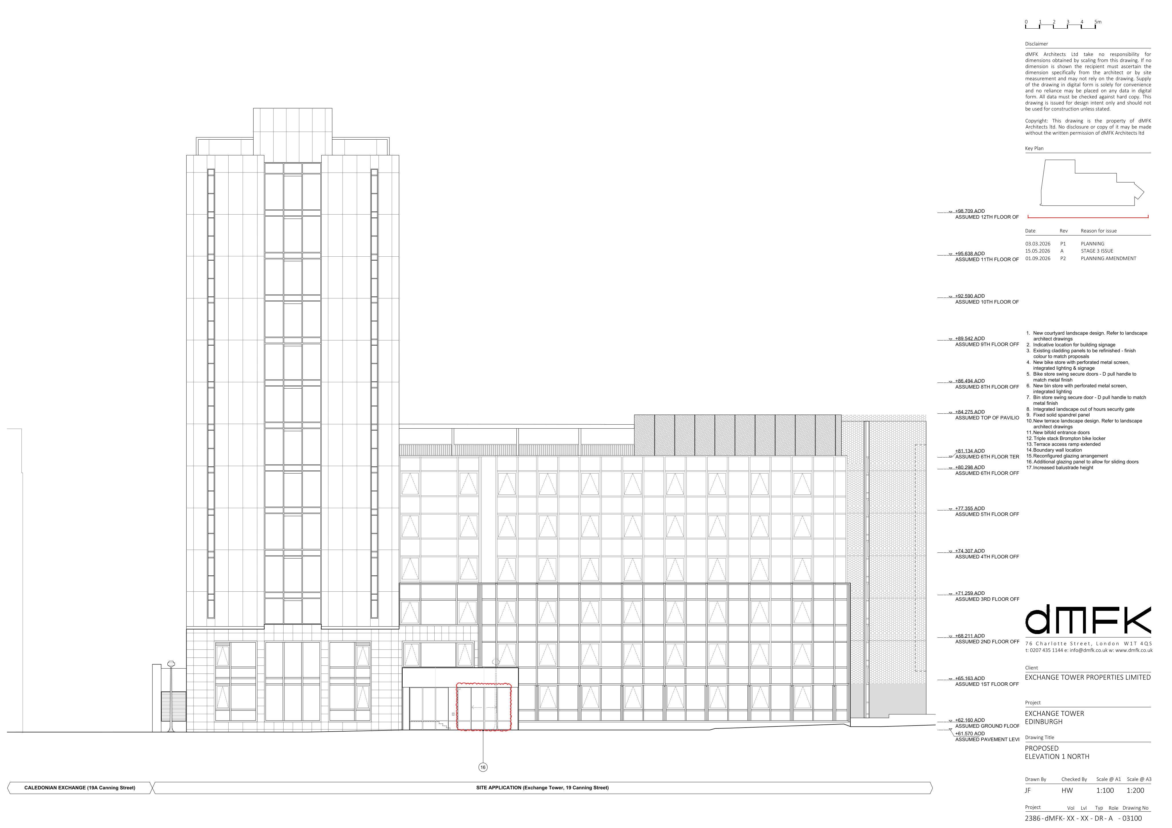 Planning document preview for application 26/00905/VARY, at 19 Canning Street Edinburgh EH3 8EG, showing (27B) PROPOSED NORTH FACADE BUBBLE, page 1