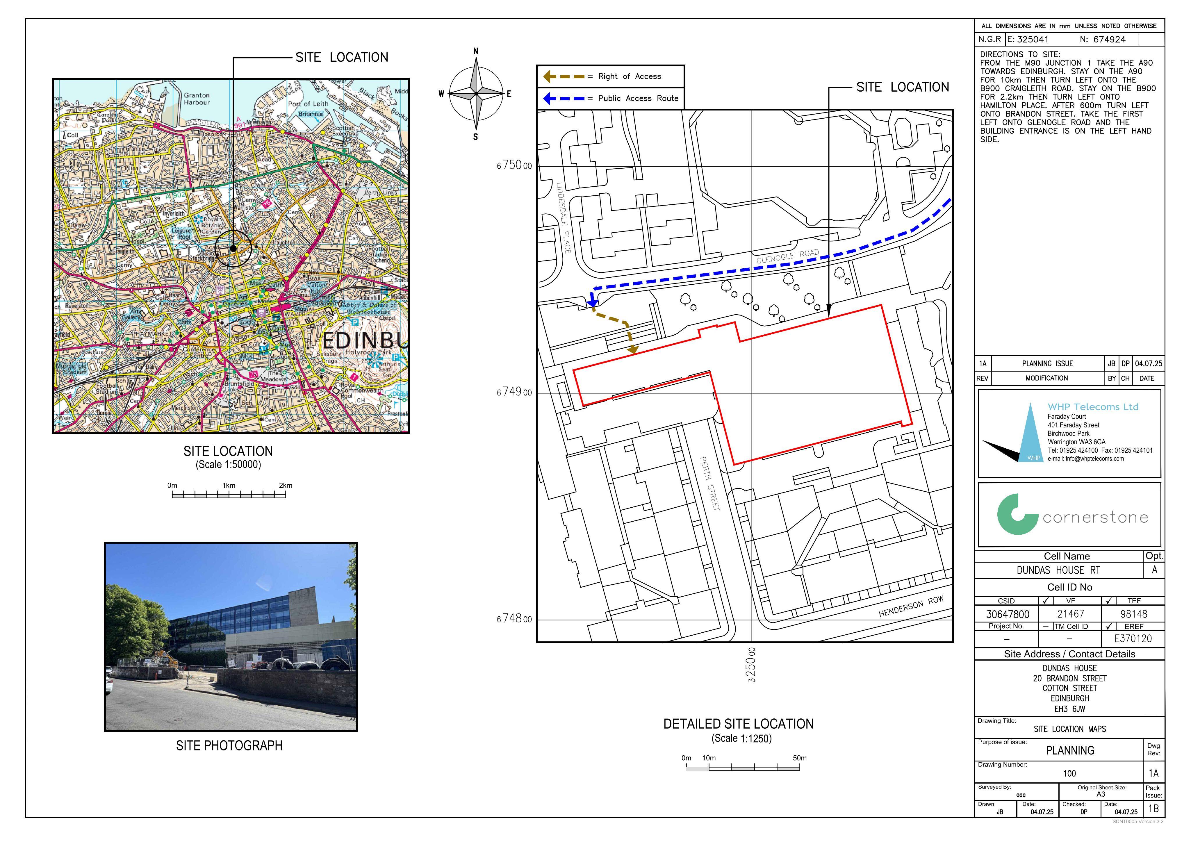 Planning document preview for application 26/01209/PABTEL, at 20 Brandon Street Edinburgh EH3 5DX, showing (01) LOCATION PLAN, page 1