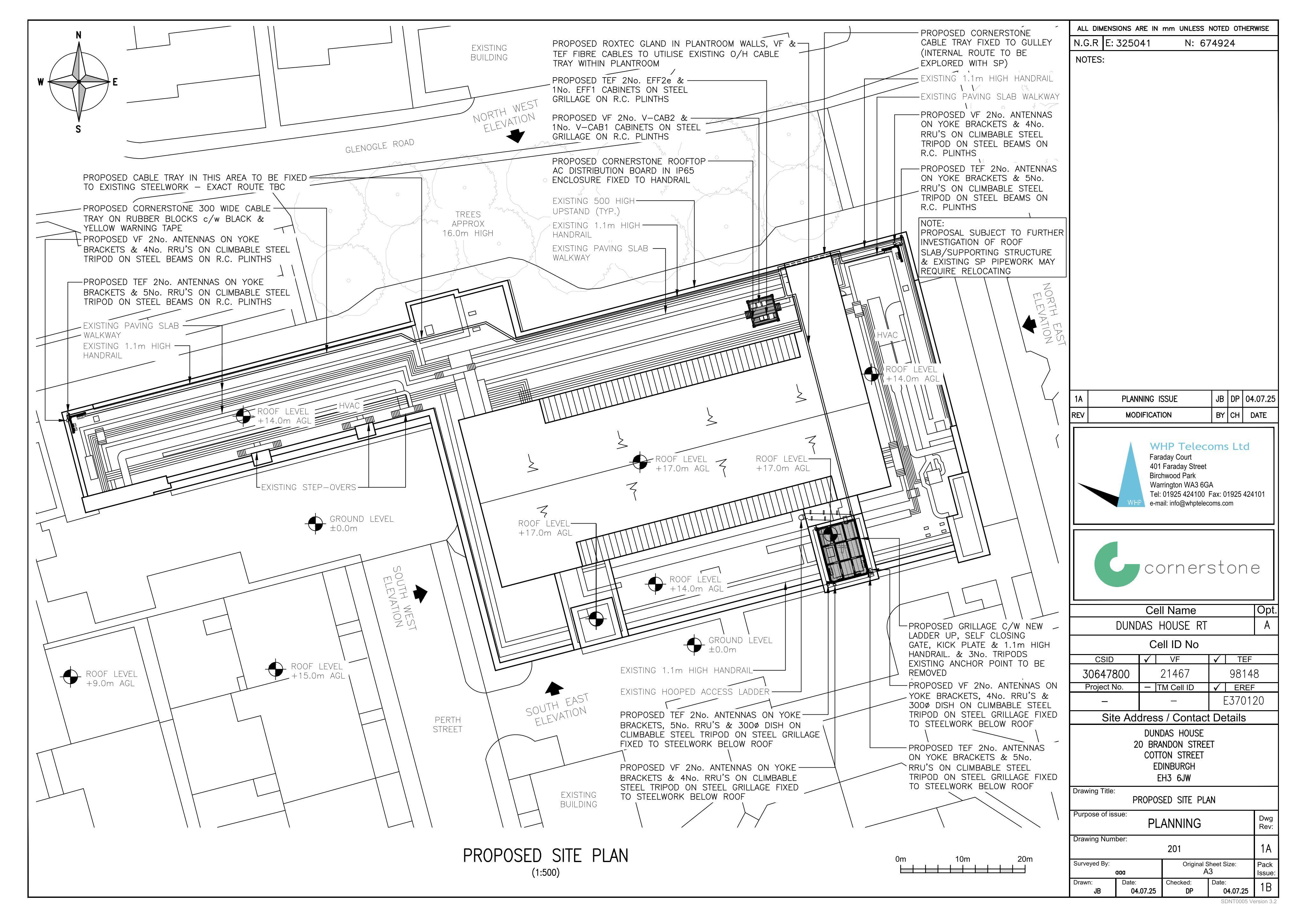 Planning document preview for application 26/01209/PABTEL, at 20 Brandon Street Edinburgh EH3 5DX, showing (05) PROPOSED SITE PLAN, page 1