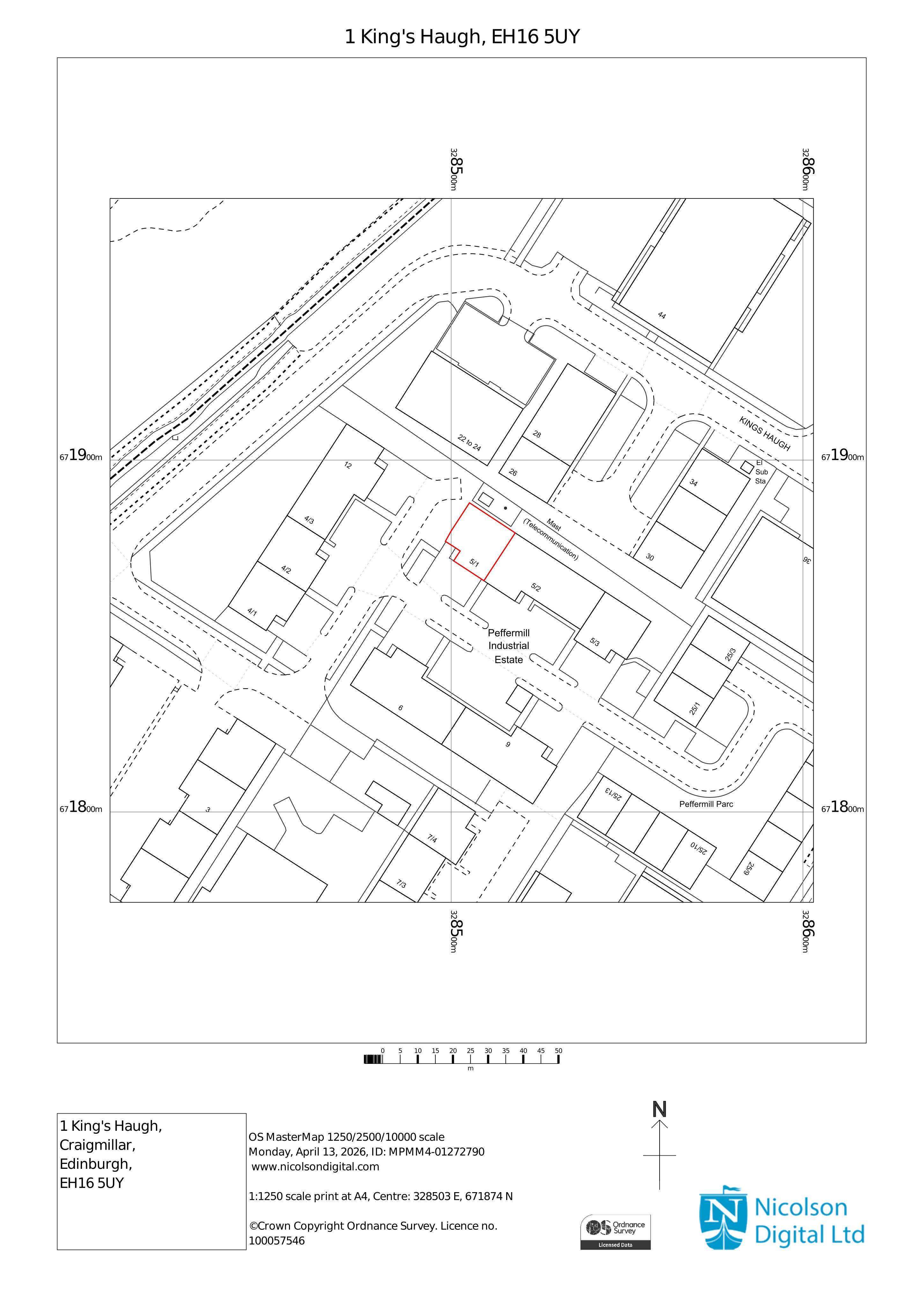 Planning document preview for application 26/01628/FUL, at 19 King's Haugh Edinburgh EH16 5UY, showing (01) LOCATION PLAN, page 1