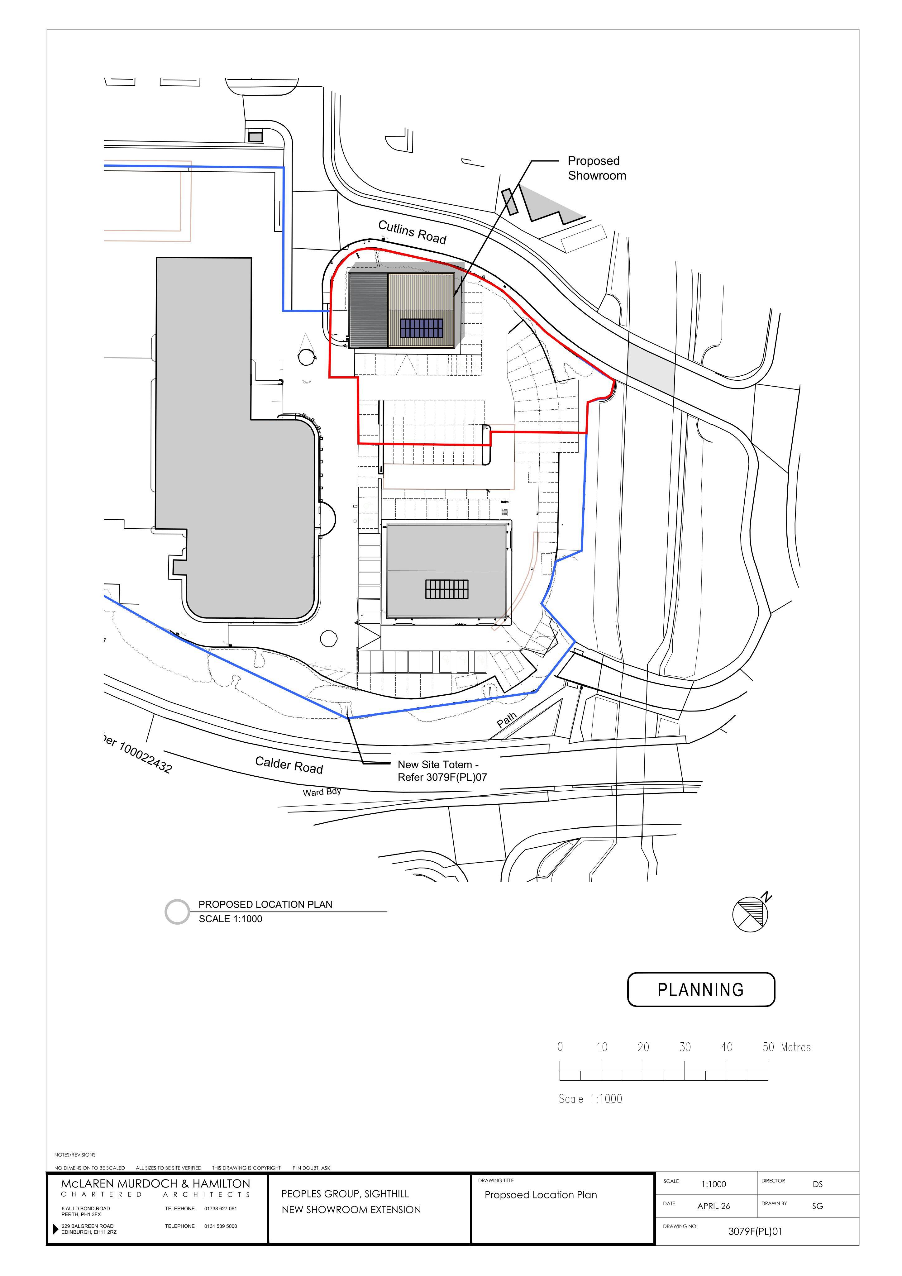 Planning document preview for application 26/01669/FUL, at 1 Cultins Road Edinburgh EH11 4YY, showing 01-LOCATION PLAN, page 1