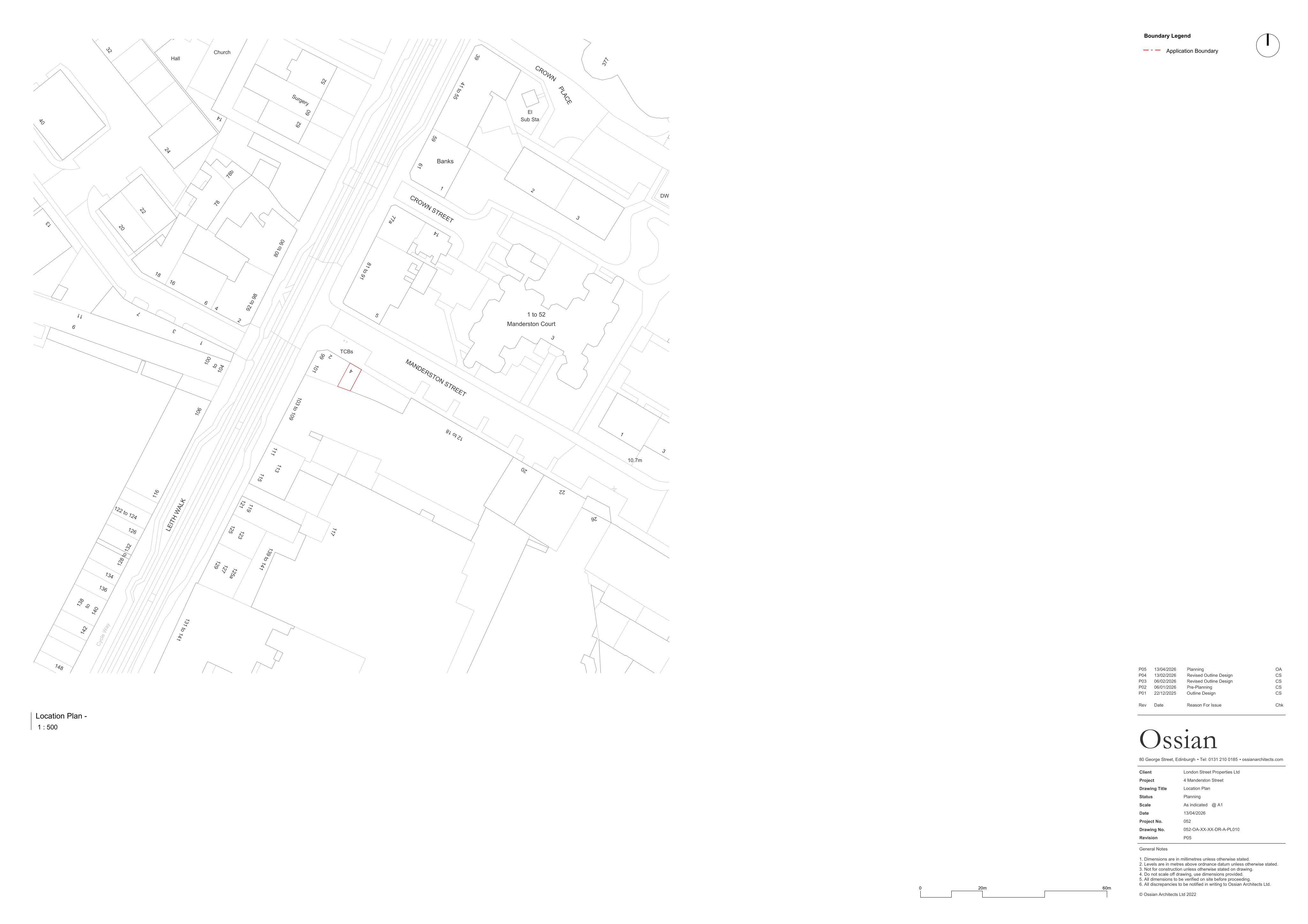 Planning document preview for application 26/01804/CON, at 4 Manderston Street Edinburgh EH6 8LY, showing (01) LOCATION PLAN, page 1