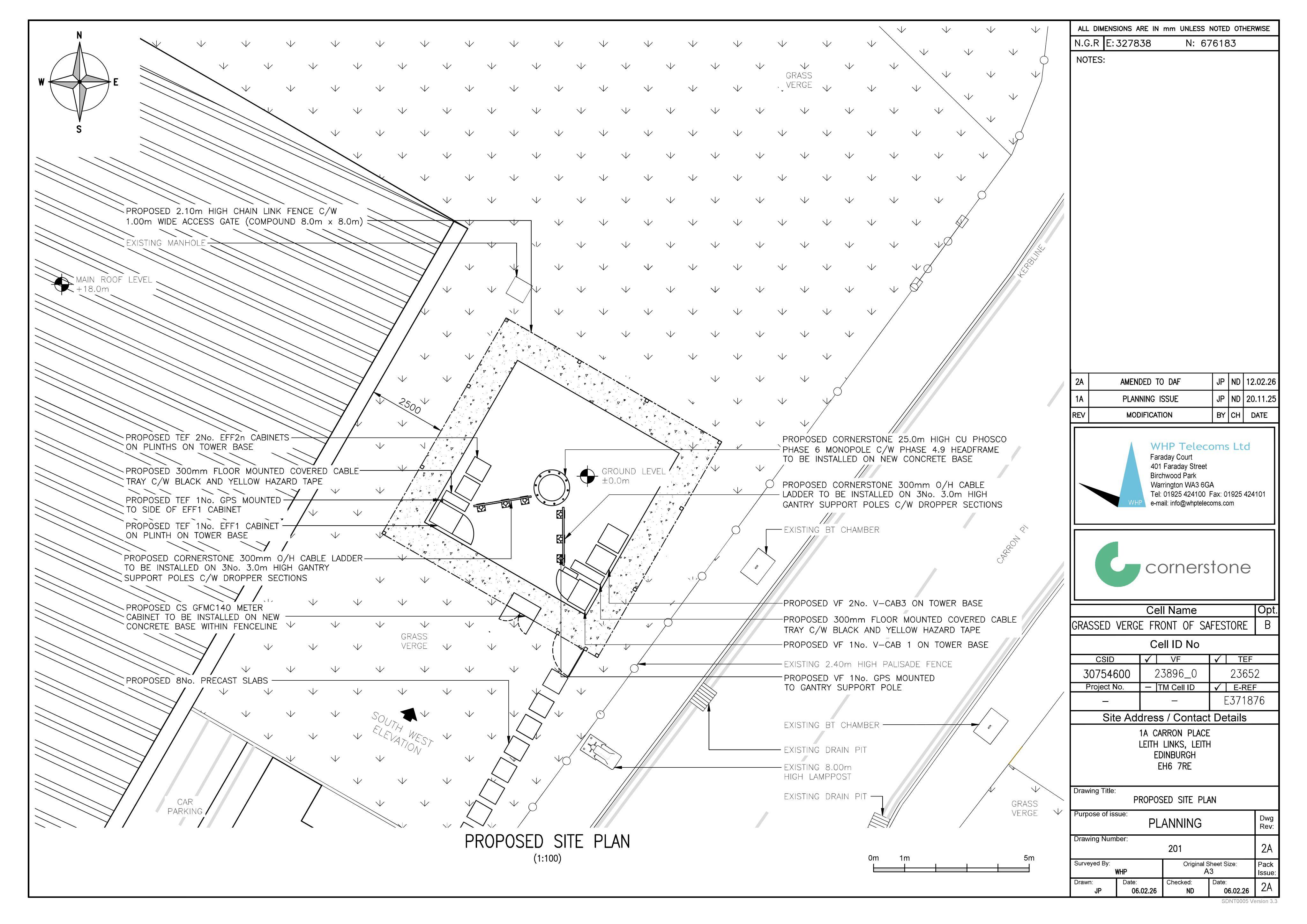 Planning document preview for application 26/01942/PATEL, at Telecoms Apparatus 14 Metres East Of 1 Carron Place Edinburgh, showing 04 - PROPOSED SITE PLAN, page 1