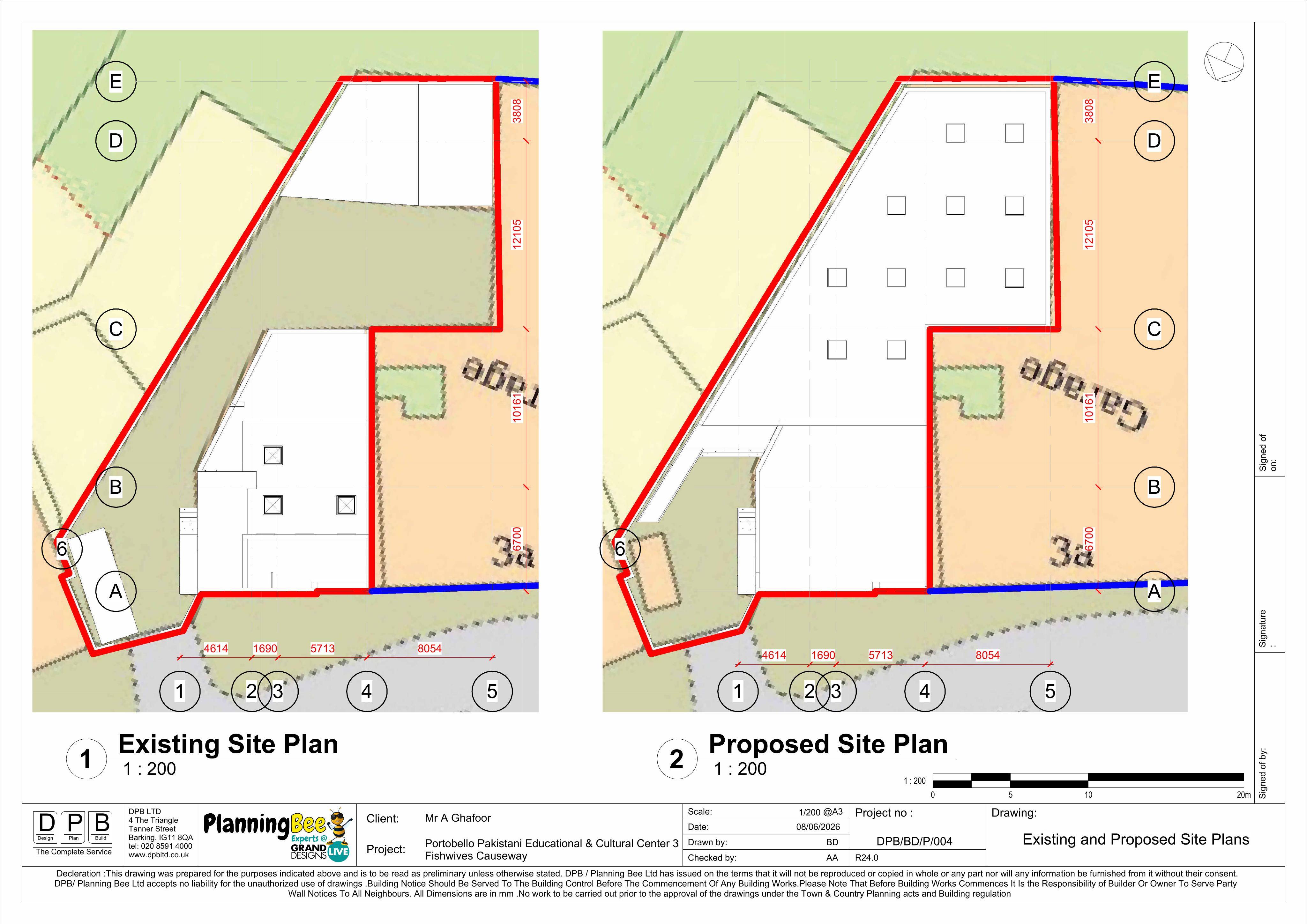 Planning document preview for application 26/02003/FUL, at 3 Fishwives Causeway Edinburgh EH15 1DF, showing 03 - EXISTING + PROPOSED SITE PLAN, page 1
