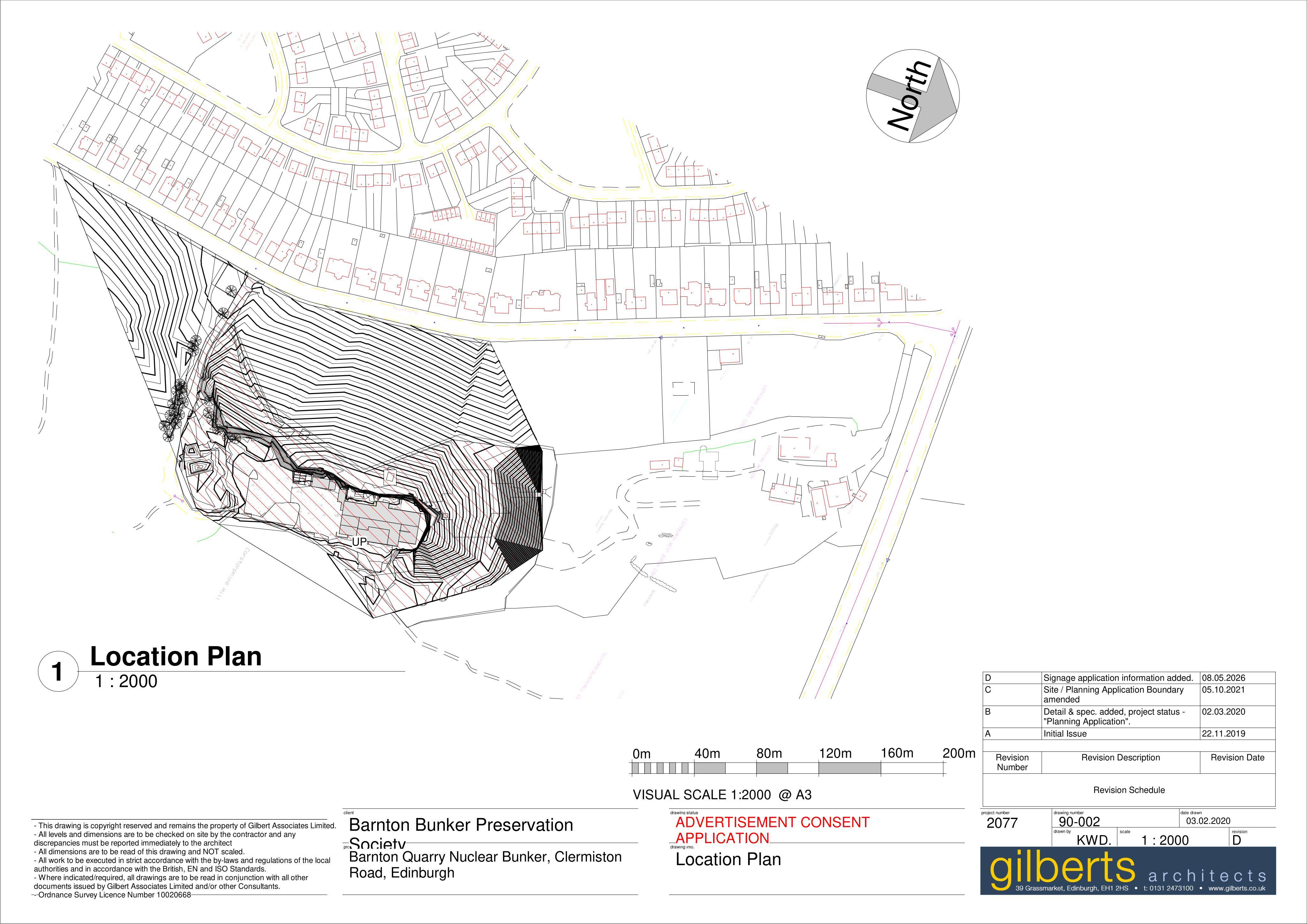 Planning document preview for application 26/02043/ADV, at 35 Clermiston Road North Edinburgh EH4 7BN, showing 01) LOCATION PLAN, page 1