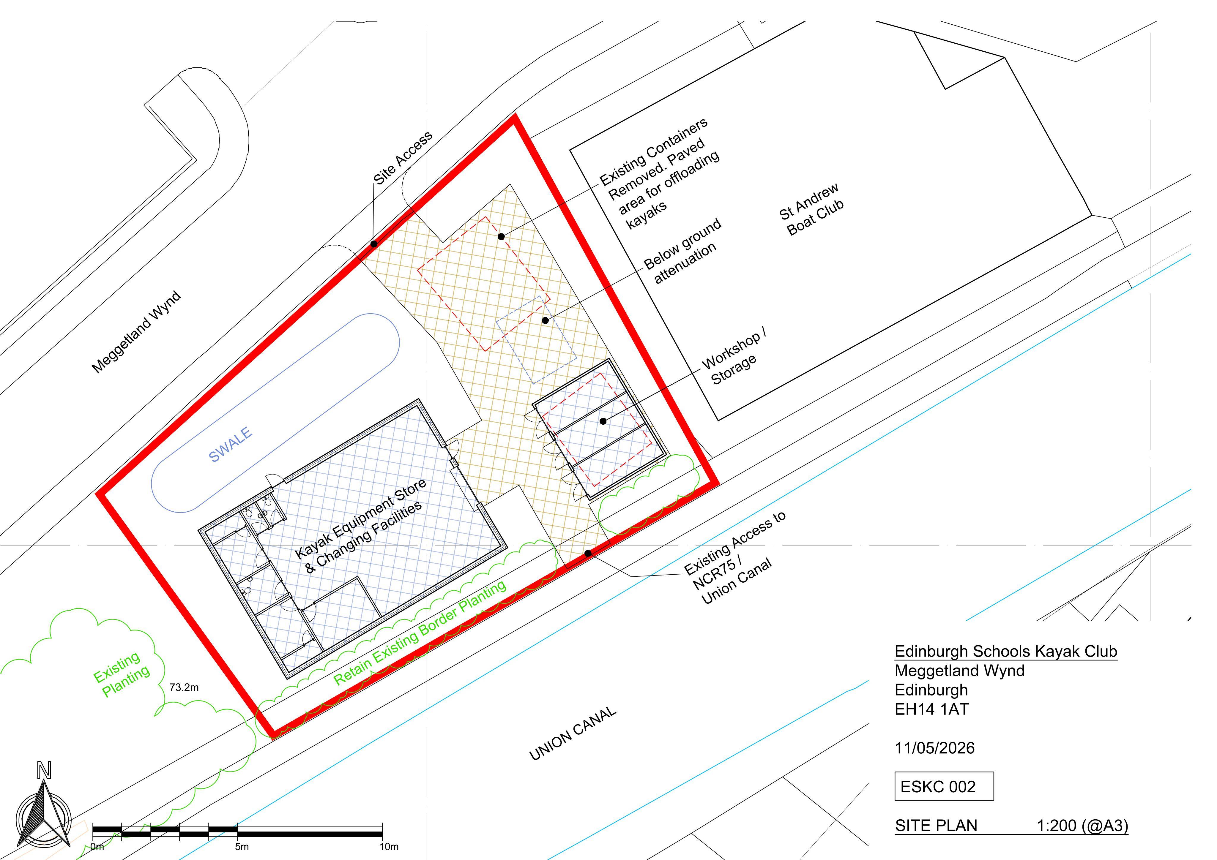Planning document preview for application 26/02051/PPP, at Land 105 Metres South Of 4 Meggetland Wynd Slateford Edinburgh, showing 02 - PROPOSED SITE PLAN, page 1