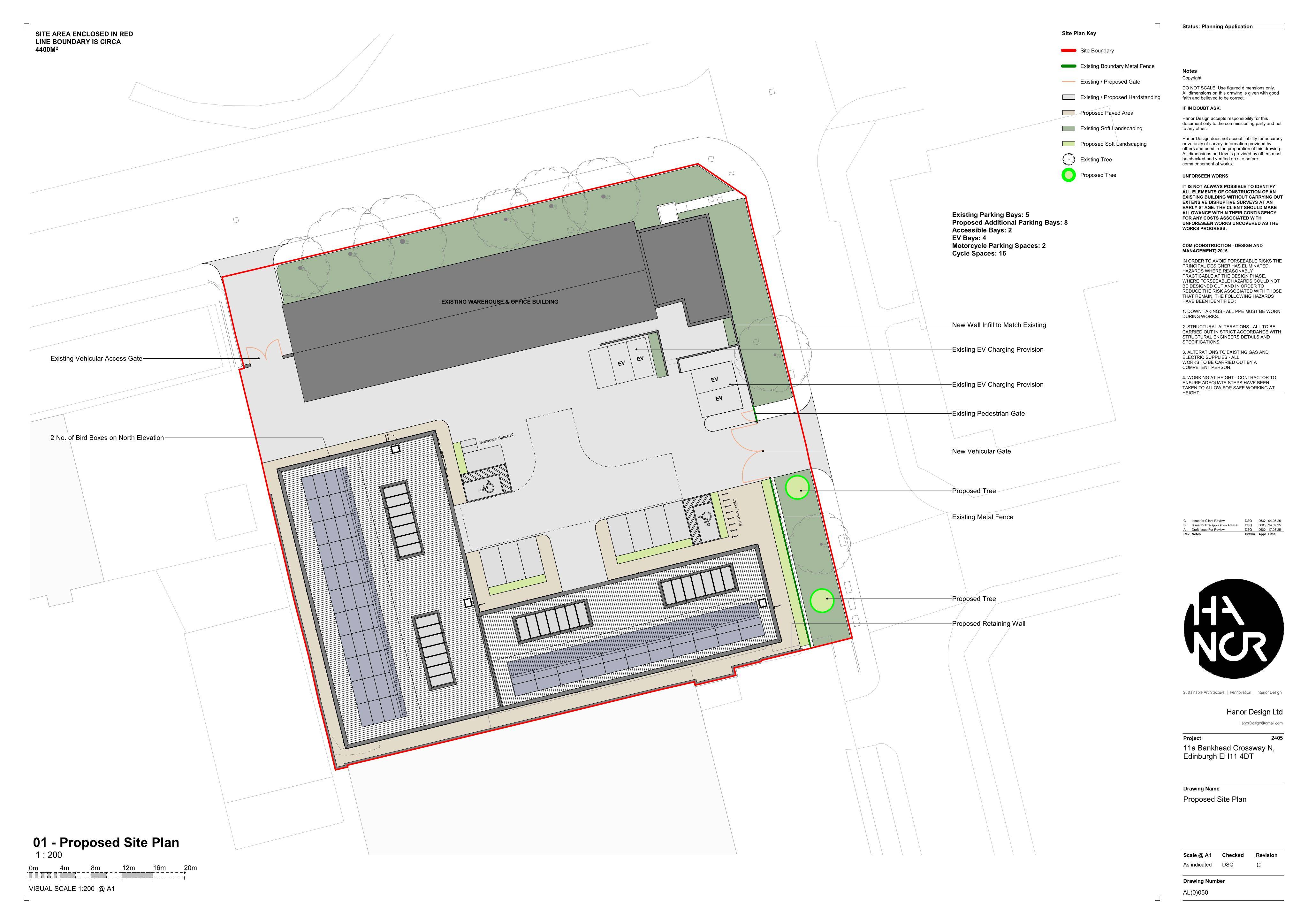 Planning document preview for application 26/02078/FUL, at 11A Bankhead Crossway North Edinburgh EH11 4DT, showing (03) PROPOSED SITE PLAN, page 1