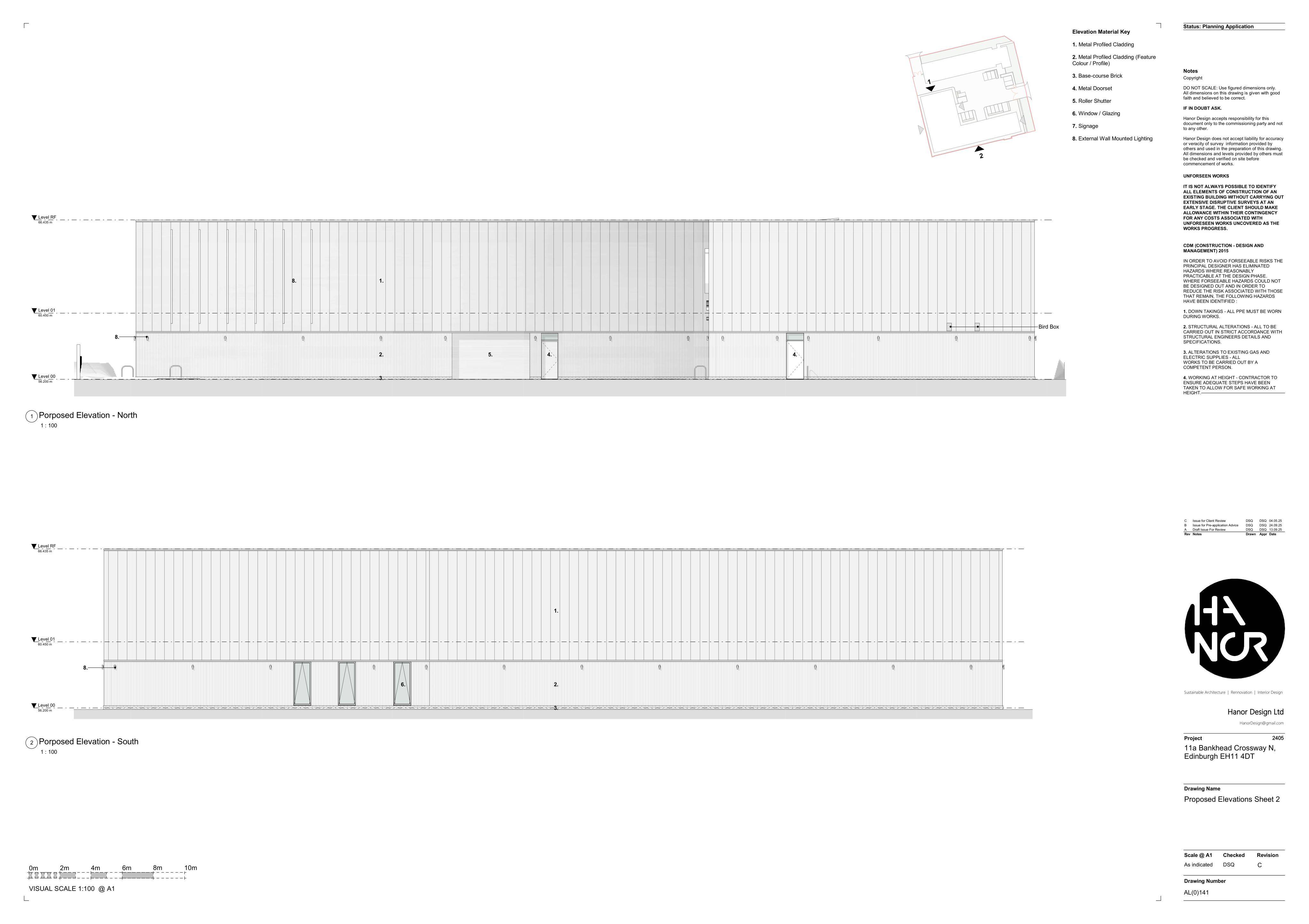 Planning document preview for application 26/02078/FUL, at 11A Bankhead Crossway North Edinburgh EH11 4DT, showing (10) PROPOSED ELEVATIONS SHEET 2, page 1