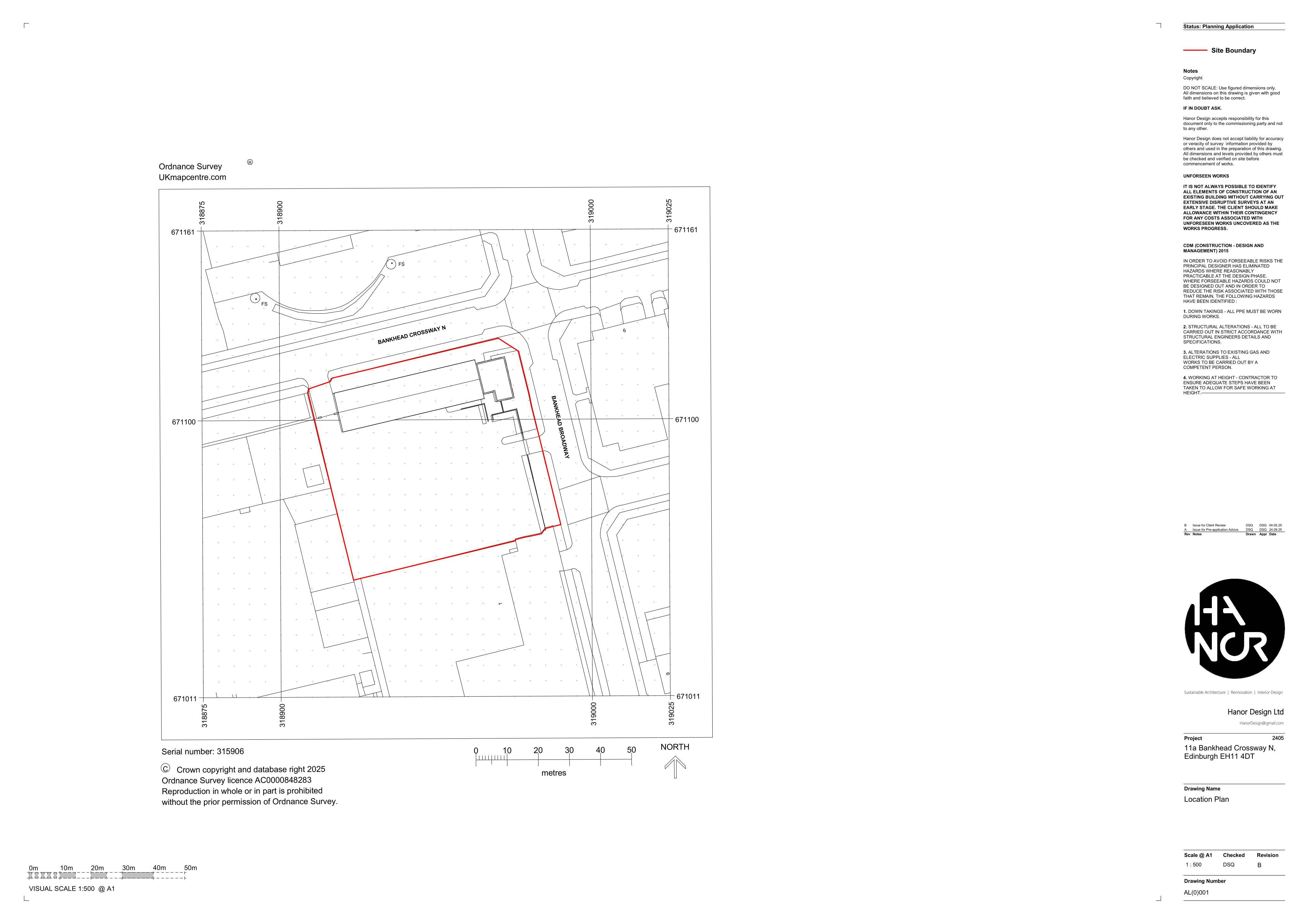 Planning document preview for application 26/02078/FUL, at 11A Bankhead Crossway North Edinburgh EH11 4DT, showing (01) LOCATION PLAN, page 1