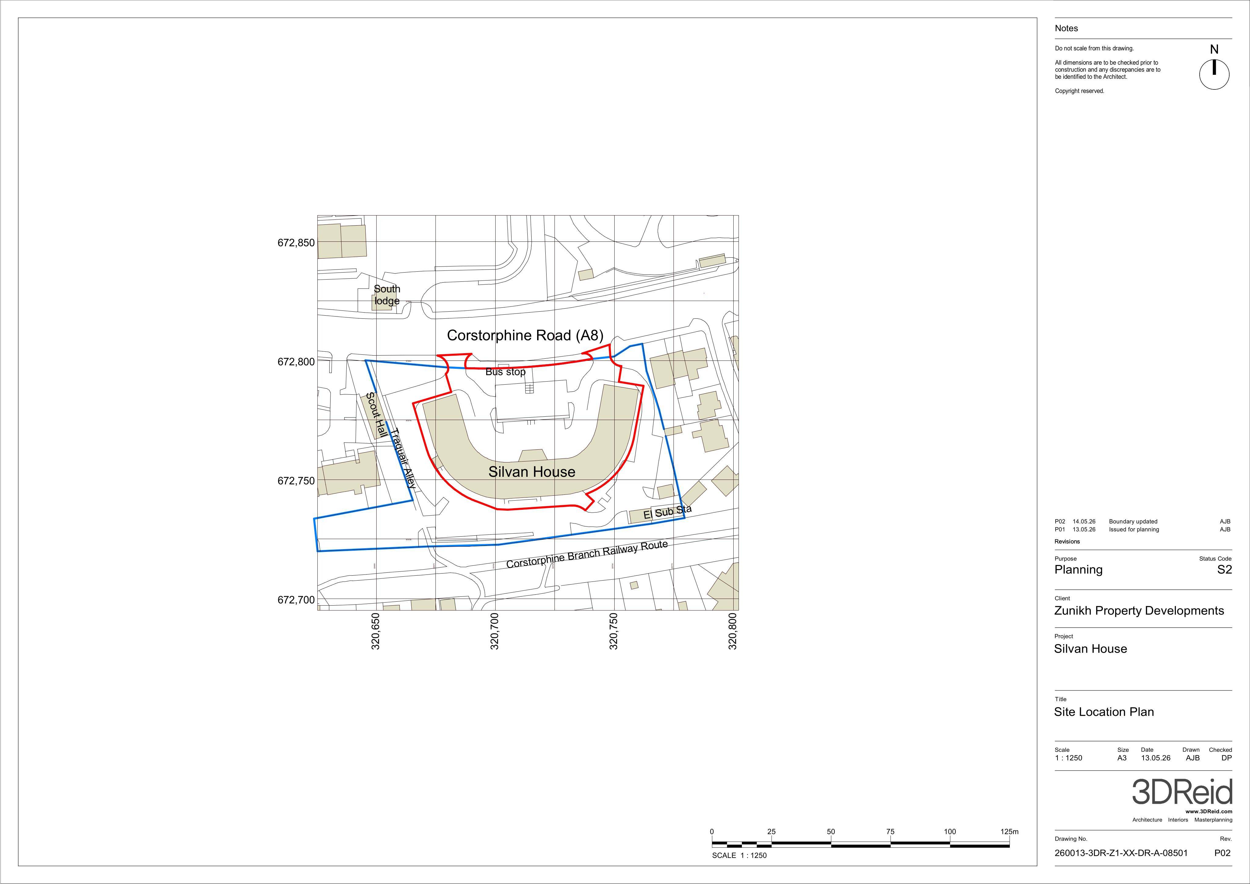 Planning document preview for application 26/02180/FUL, at 231 Corstorphine Road Edinburgh EH12 7AT, showing (01) LOCATION PLAN, page 1
