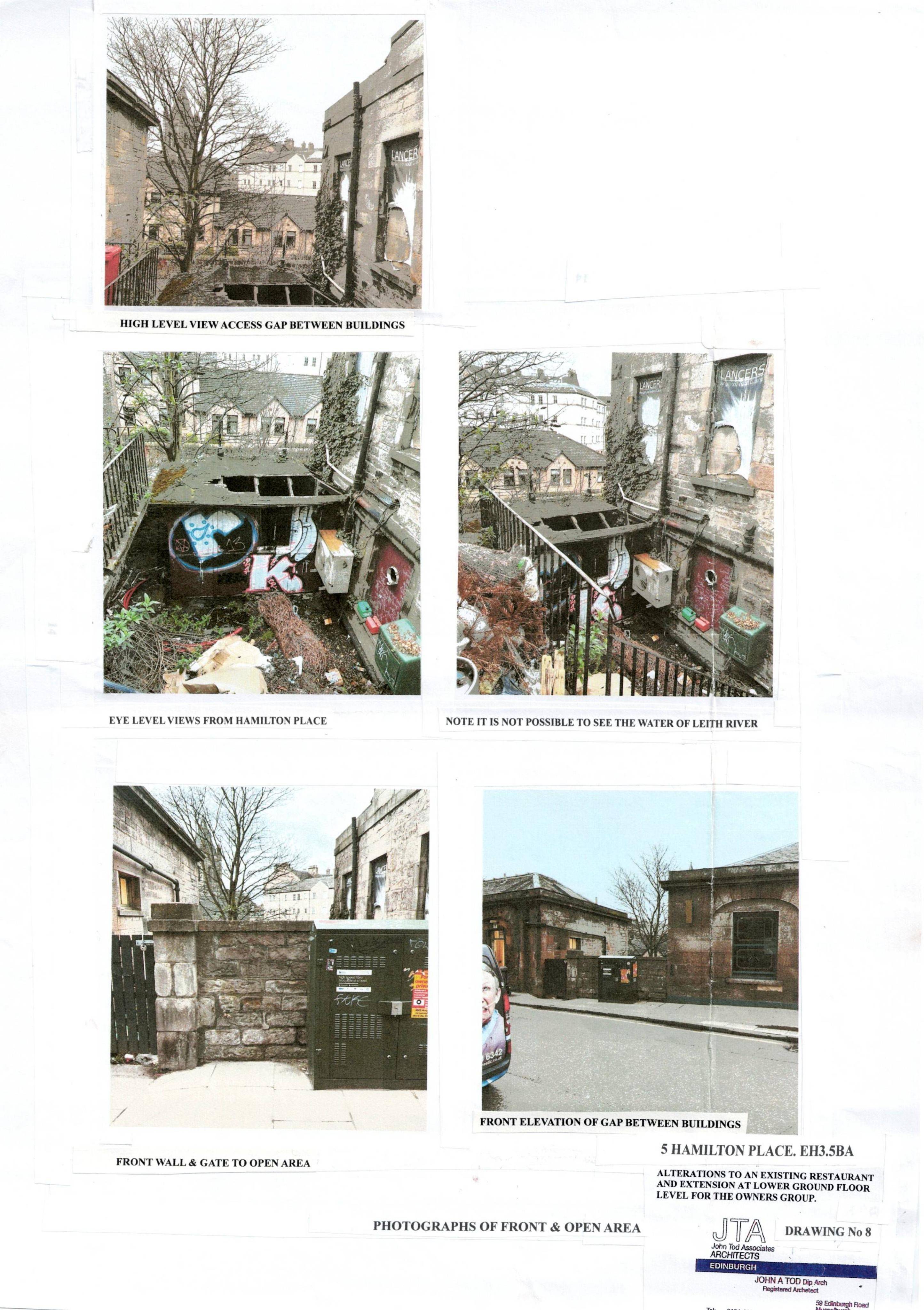 Planning document preview for application 26/02322/FUL, at 5 - 7 Hamilton Place Edinburgh, showing (09) PHOTOGRAHPS OF FRONTAGE AND OPEN AREA, page 1