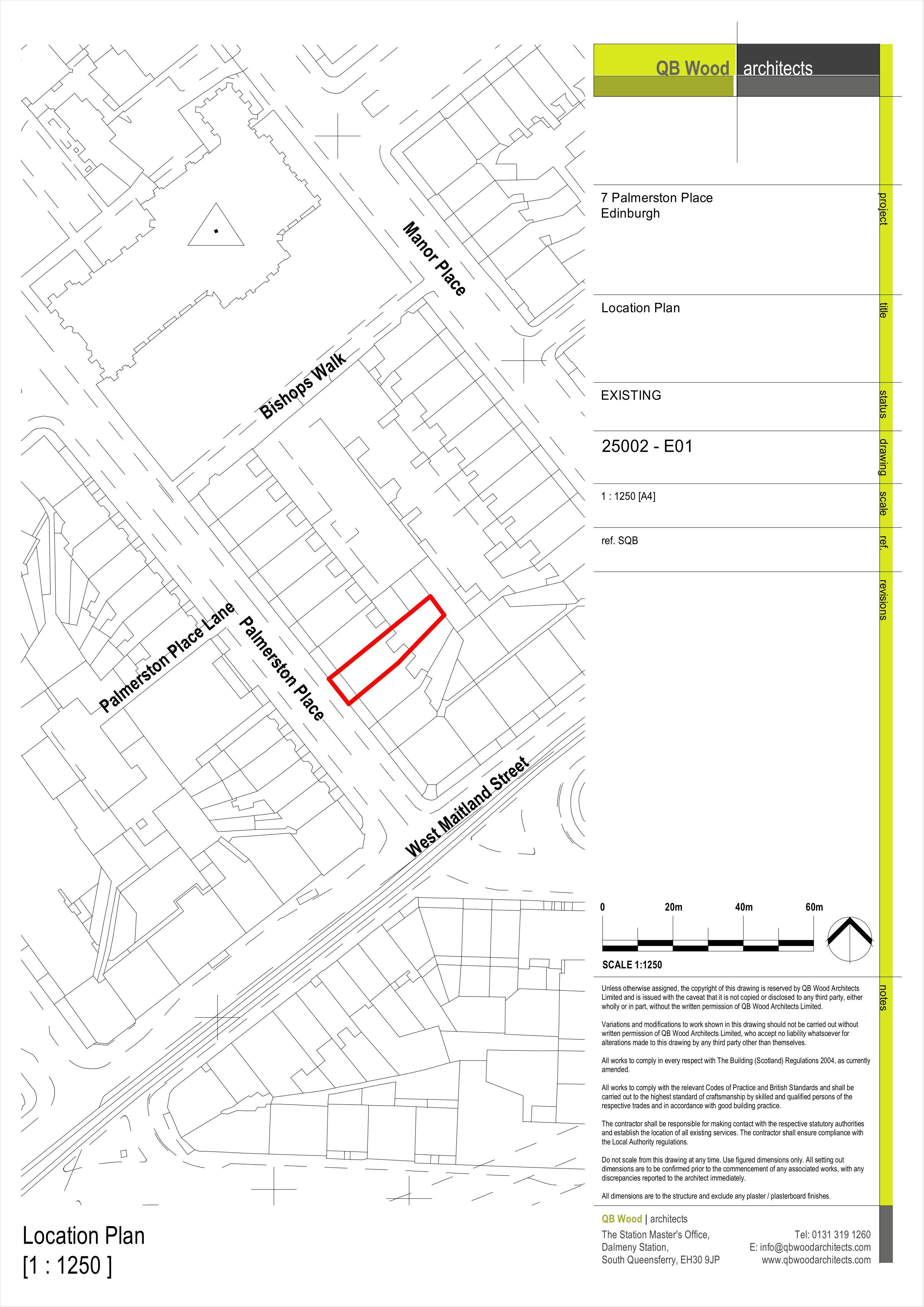 Planning document preview for application 26/02349/LBC, at 7 Palmerston Place Edinburgh EH12 5AH, showing 01 - LOCATION PLAN, page 1