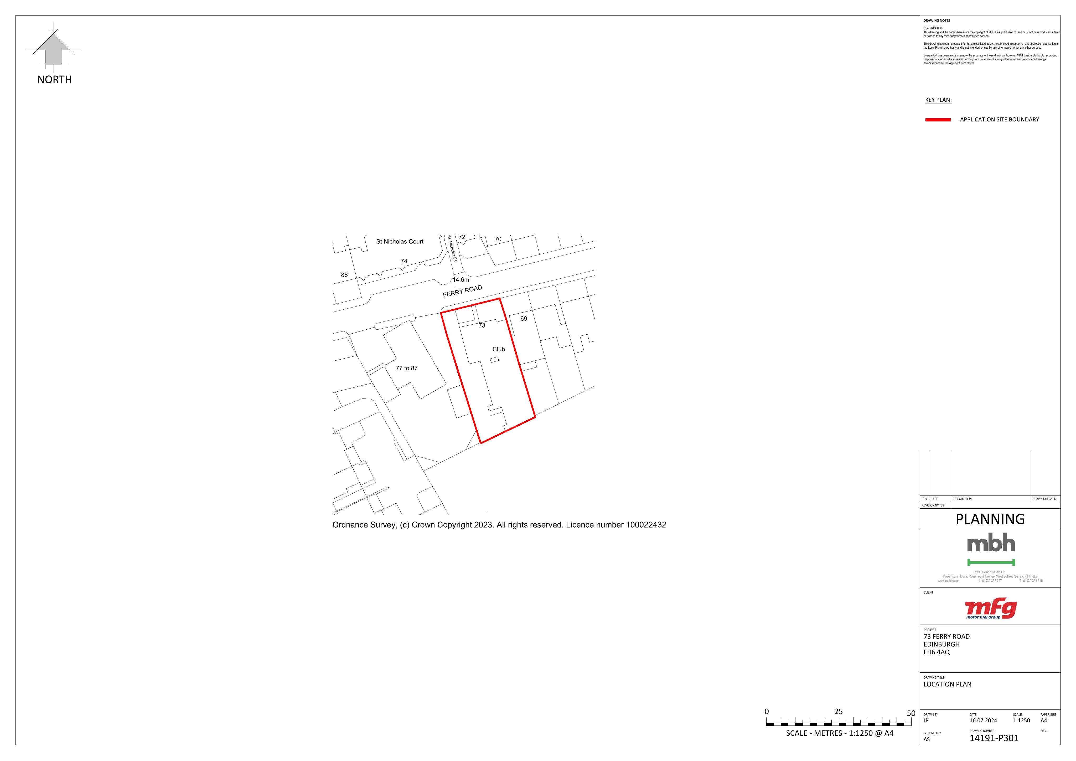 Planning document preview for application 26/02360/CON, at 73 Ferry Road Edinburgh EH6 4AQ, showing (01) LOCATION PLAN, page 1