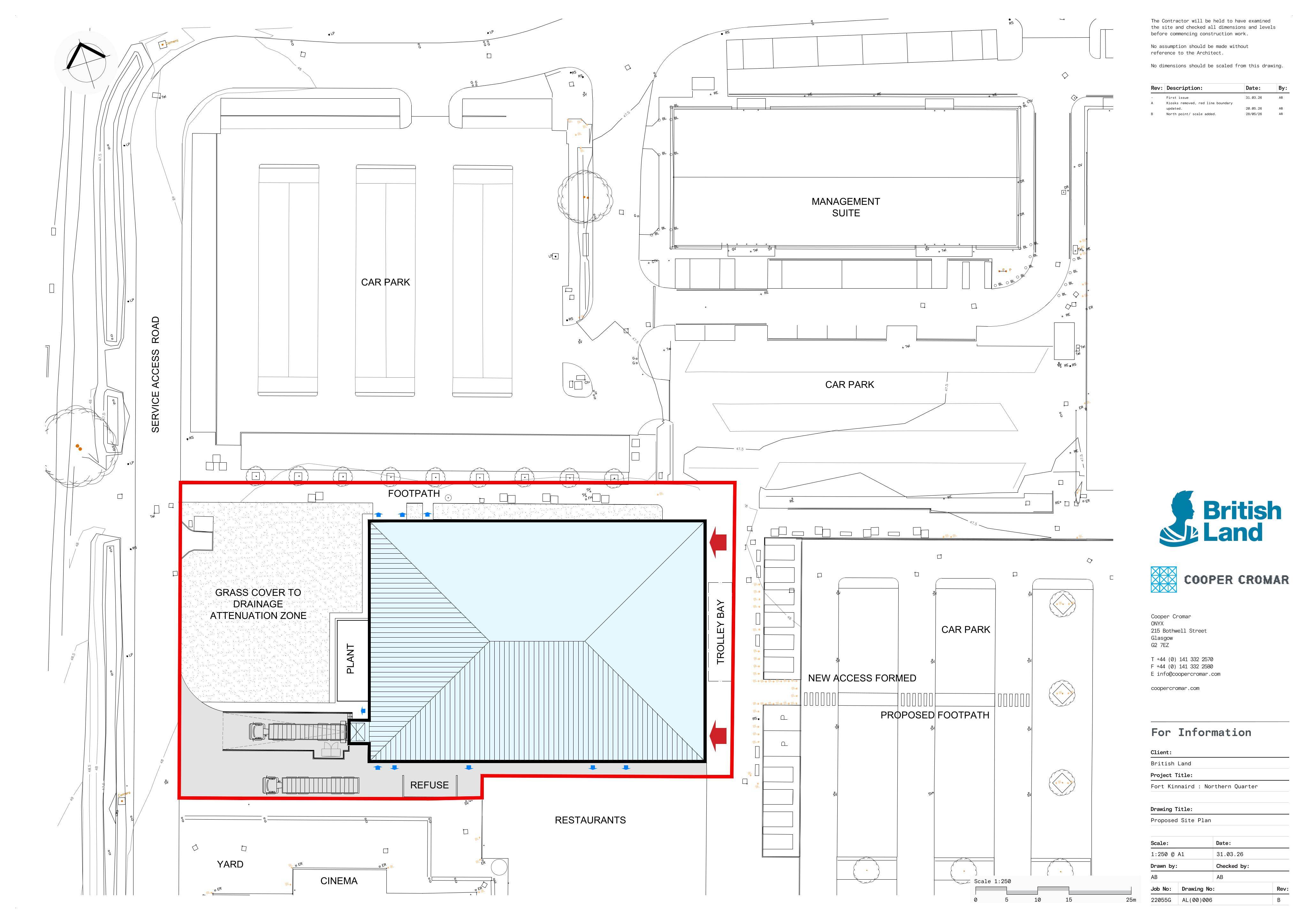 Planning document preview for application 26/02450/FUL, at Land 10 Metres North Of 10 Kinnaird Park Edinburgh, showing (03) PROPOSED SITE PLAN, page 1