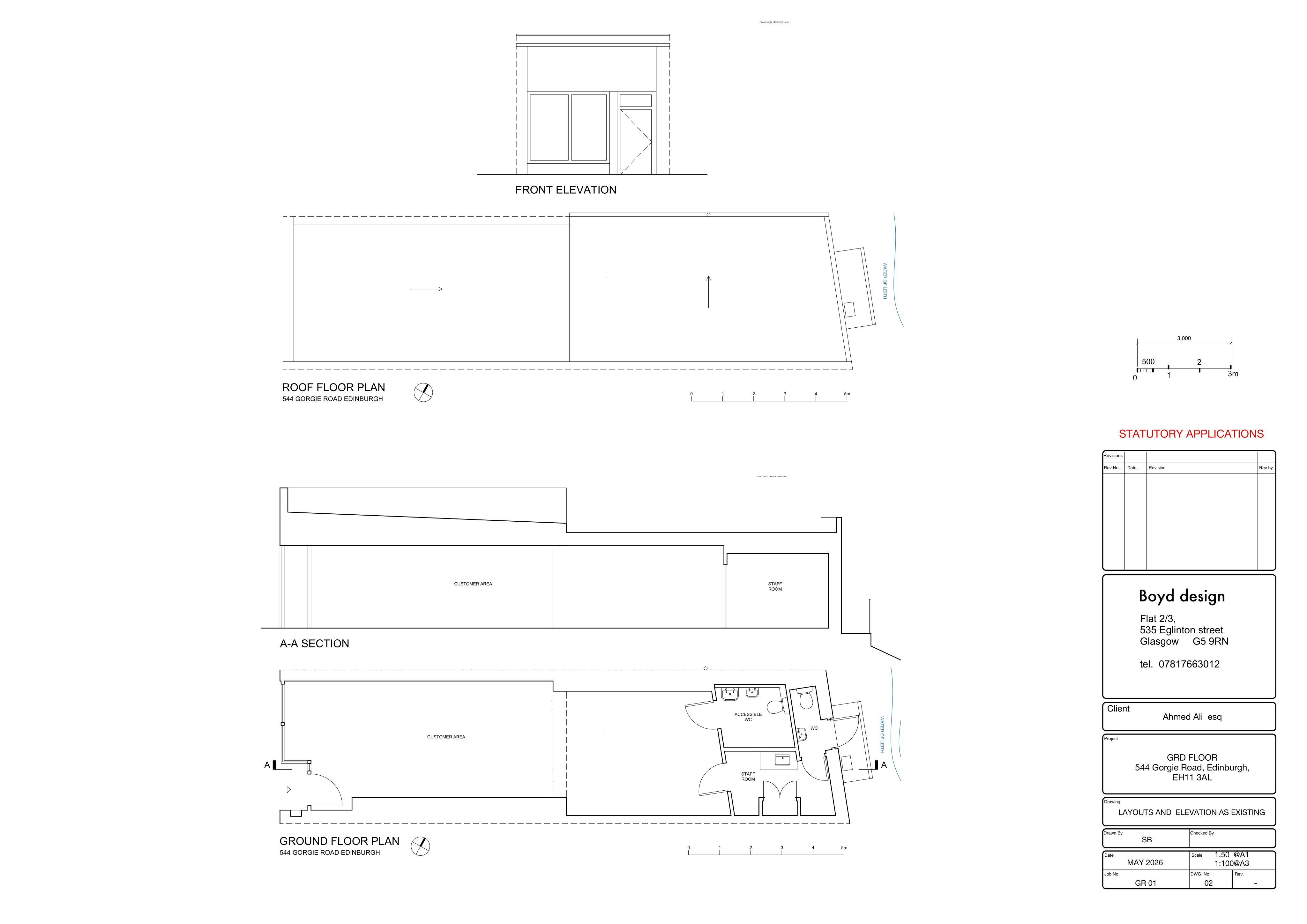Planning document preview for application 26/02584/FUL, at 544 Gorgie Road Edinburgh EH11 3AL, showing (02) EXISTING GROUNDFLOOR PLAN, page 1