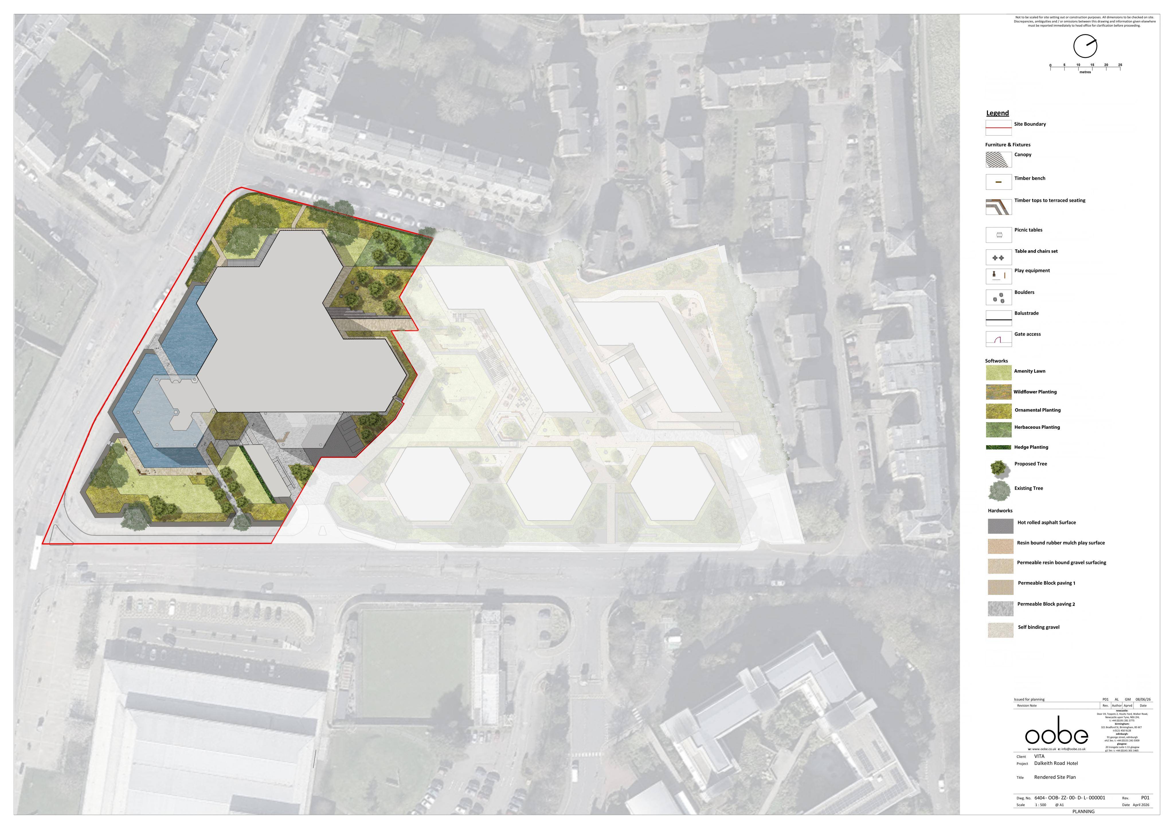 Planning document preview for application 26/02724/LBC, at 15 Dalkeith Road Edinburgh EH16 5BH, showing (30) LANDSCAPE PLAN - SITE PLAN, page 1