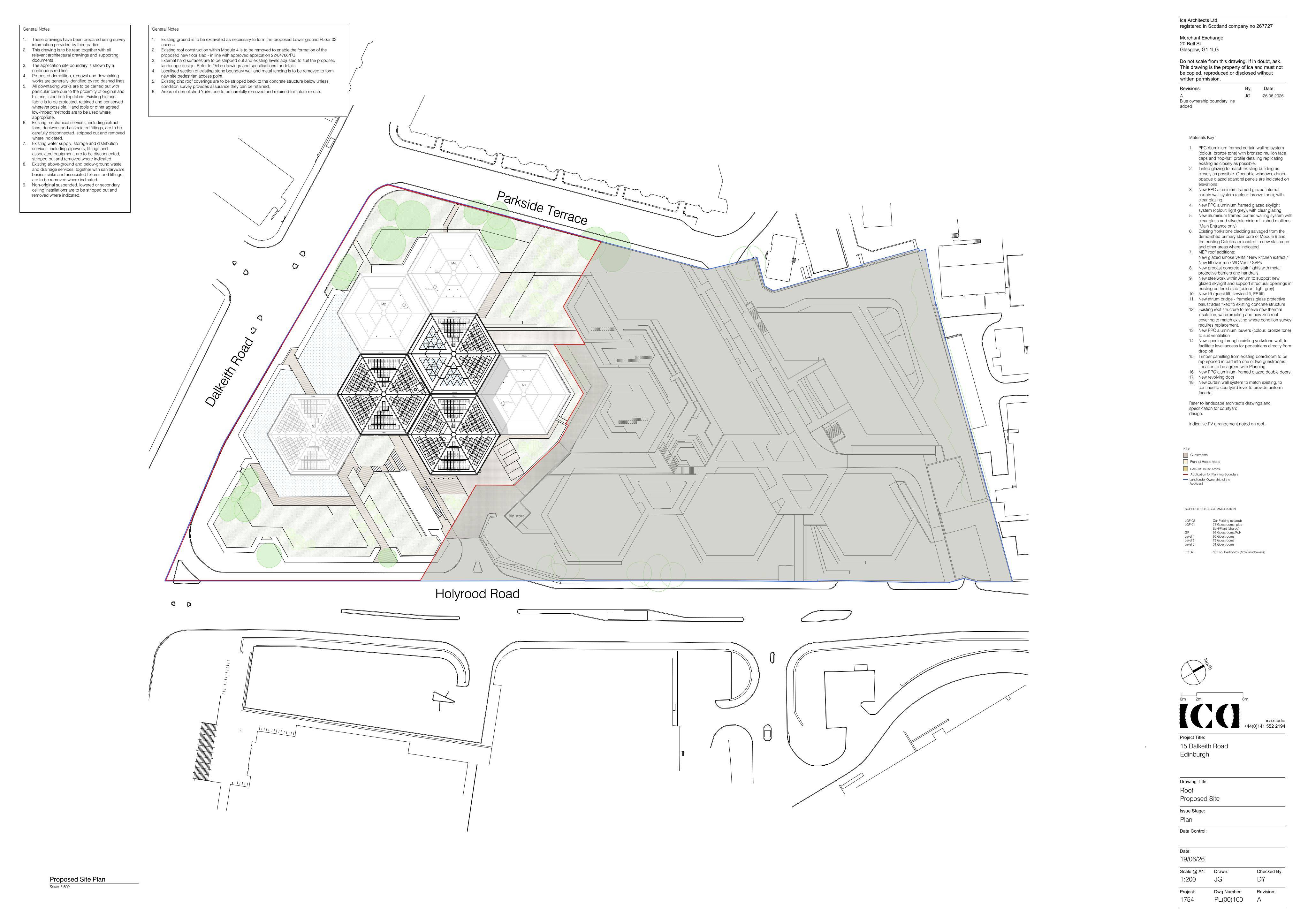 Planning document preview for application 26/02724/LBC, at 15 Dalkeith Road Edinburgh EH16 5BH, showing (14) PROPOSED SITE PLAN, page 1