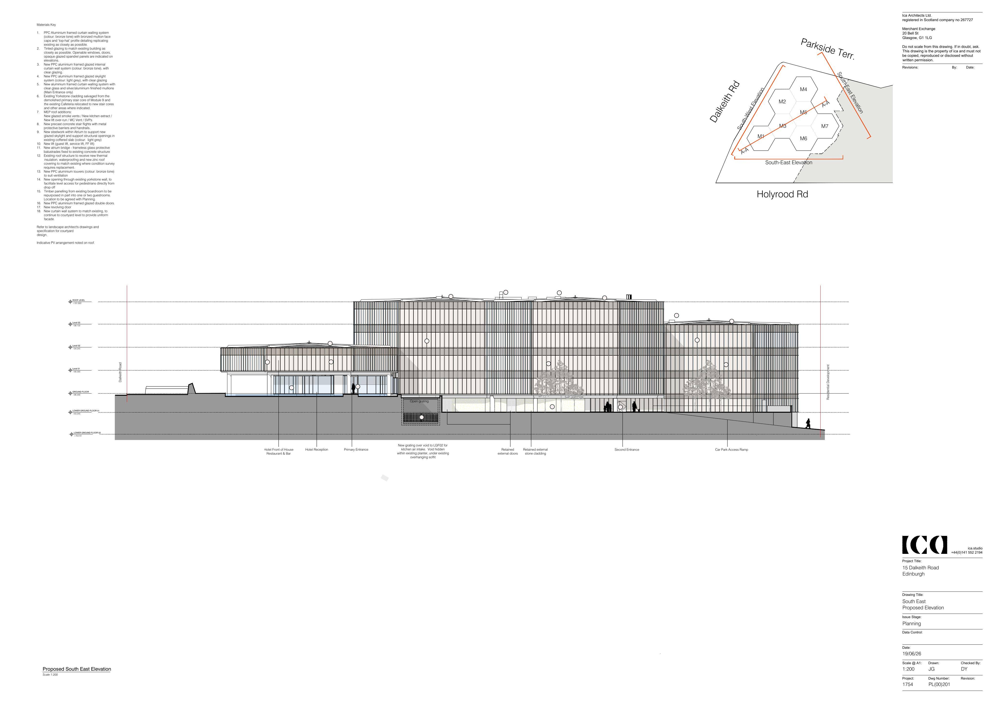 Planning document preview for application 26/02724/LBC, at 15 Dalkeith Road Edinburgh EH16 5BH, showing (25) PROPOSED SE ELEVATION, page 1