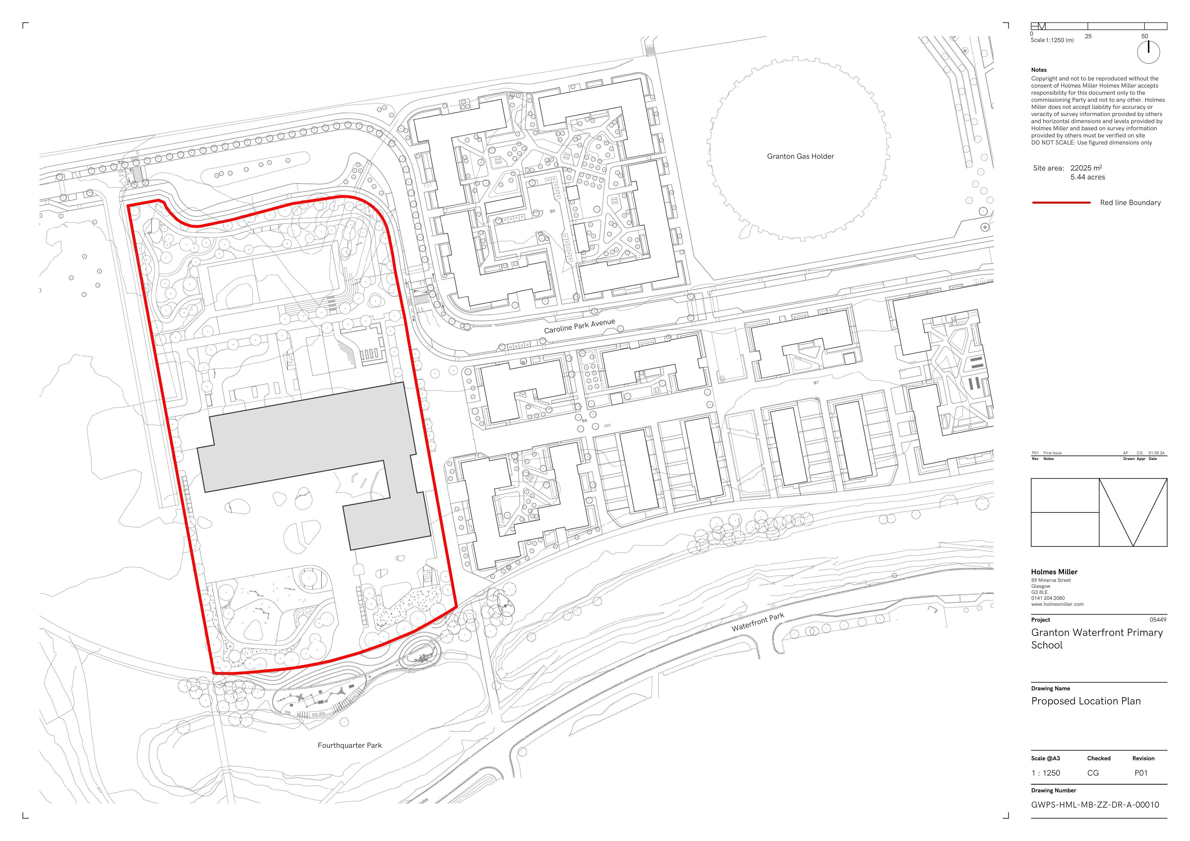 Planning document preview for application 26/02763/PAN, at Site 250 Metres East Of 11 West Shore Road Edinburgh, showing PROPOSED LOCATION PLAN, page 1