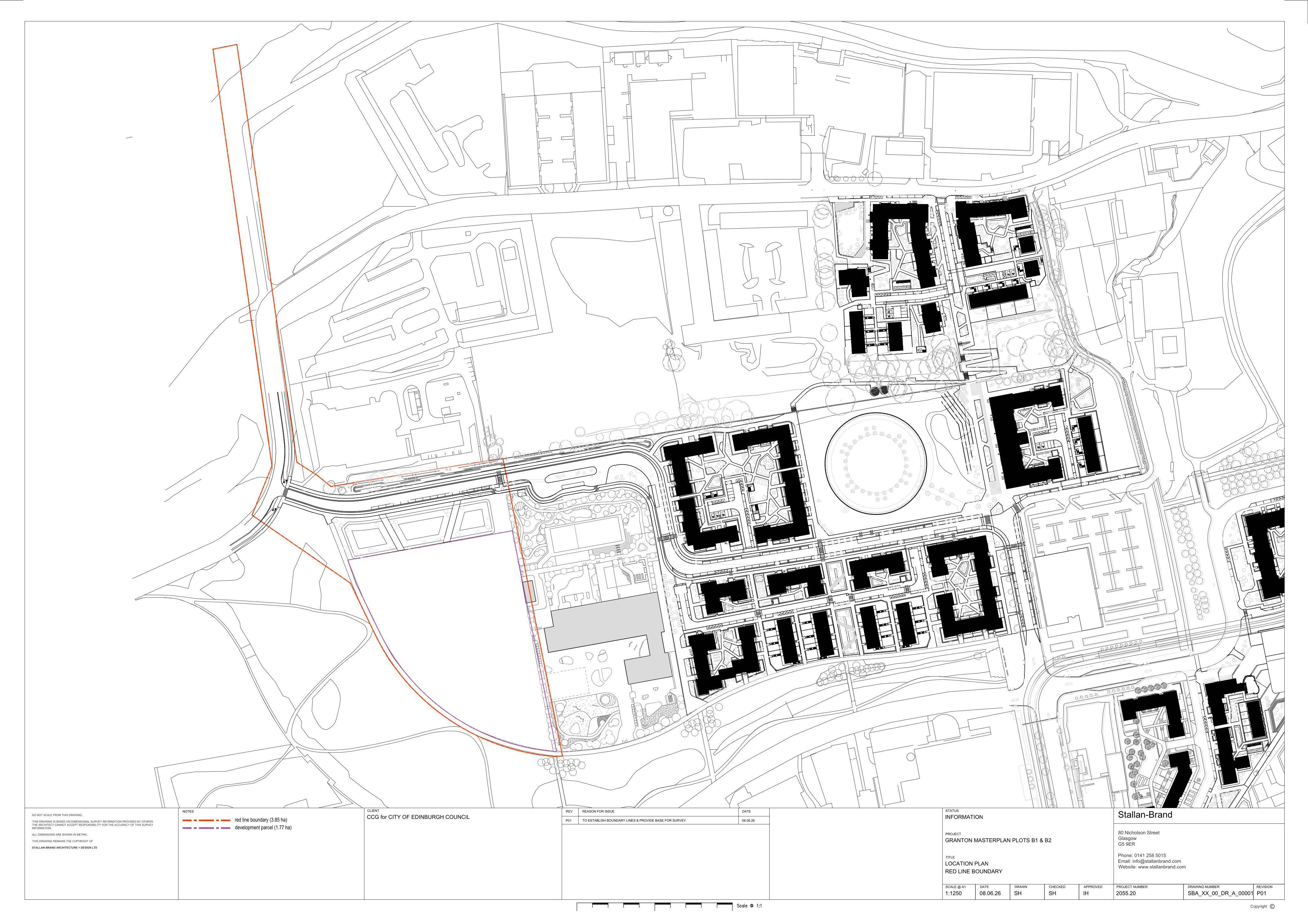 Planning document preview for application 26/02827/PAN, at Site 250 Metres East Of 11 West Shore Road Granton Edinburgh, showing (01) LOCATION PLAN, page 1