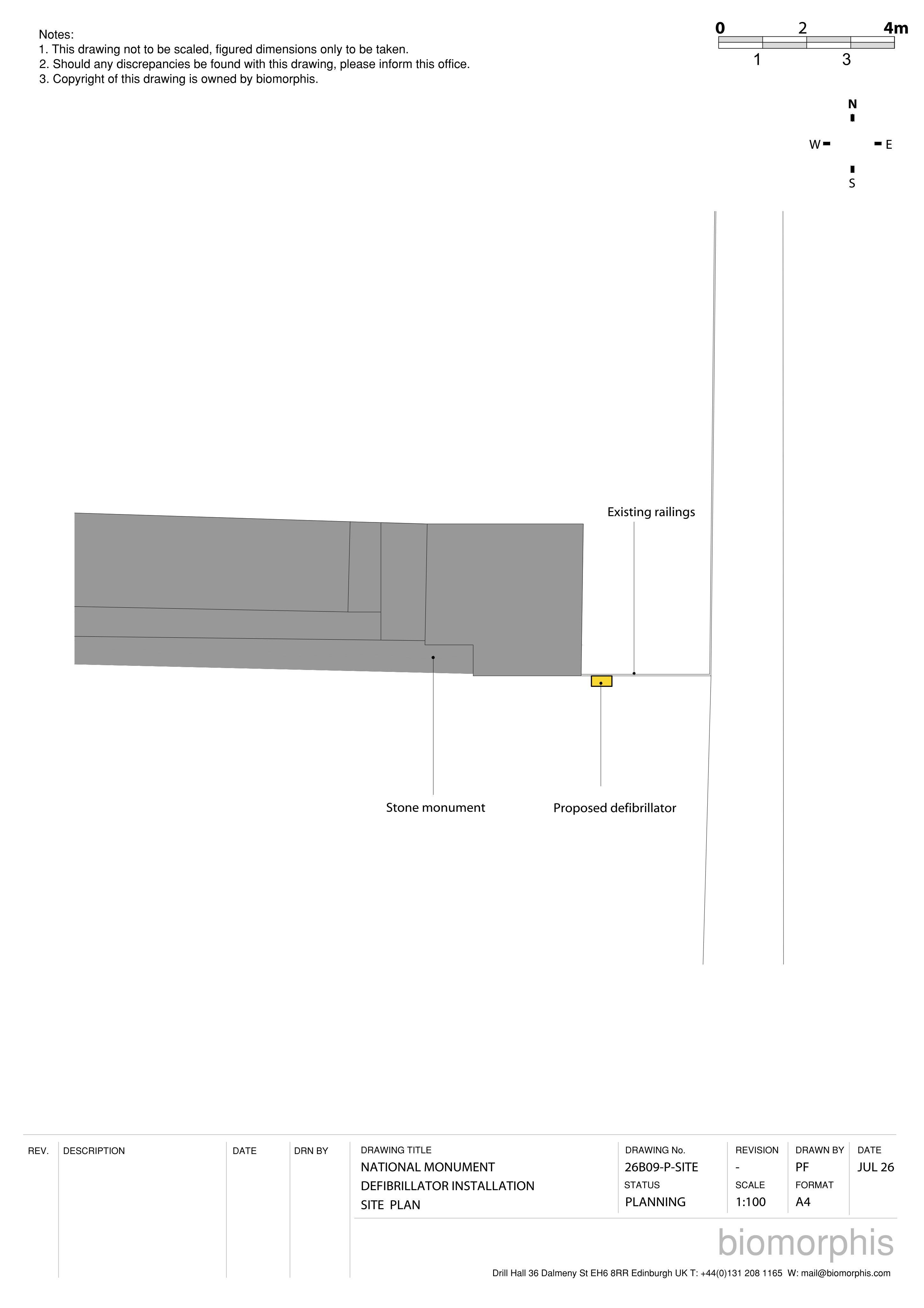 Planning document preview for application 26/02896/LBC, at National Monument 36 Calton Hill Edinburgh, showing 02 - SITE PLAN, page 1