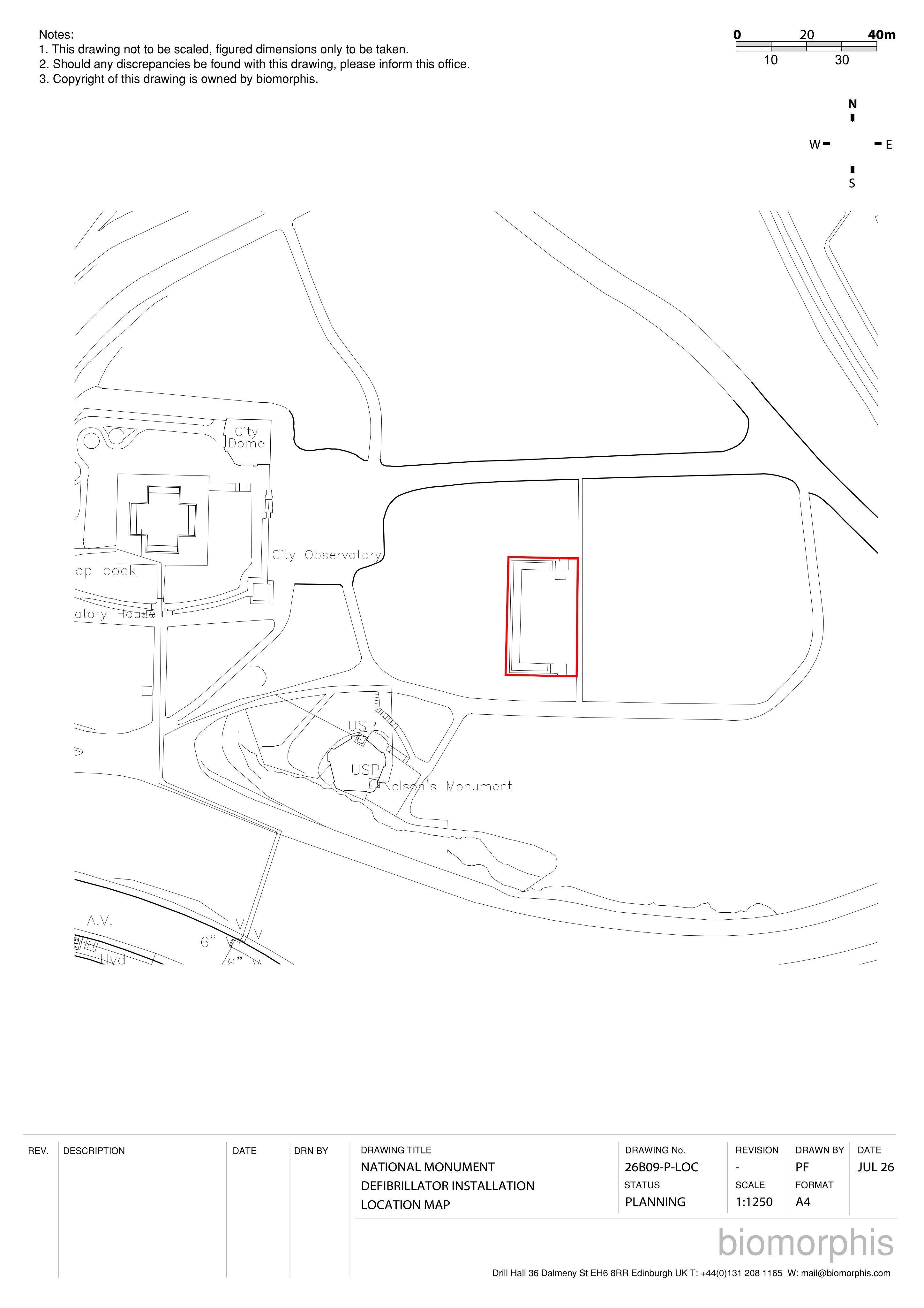 Planning document preview for application 26/02896/LBC, at National Monument 36 Calton Hill Edinburgh, showing 01 - LOCATION PLAN, page 1