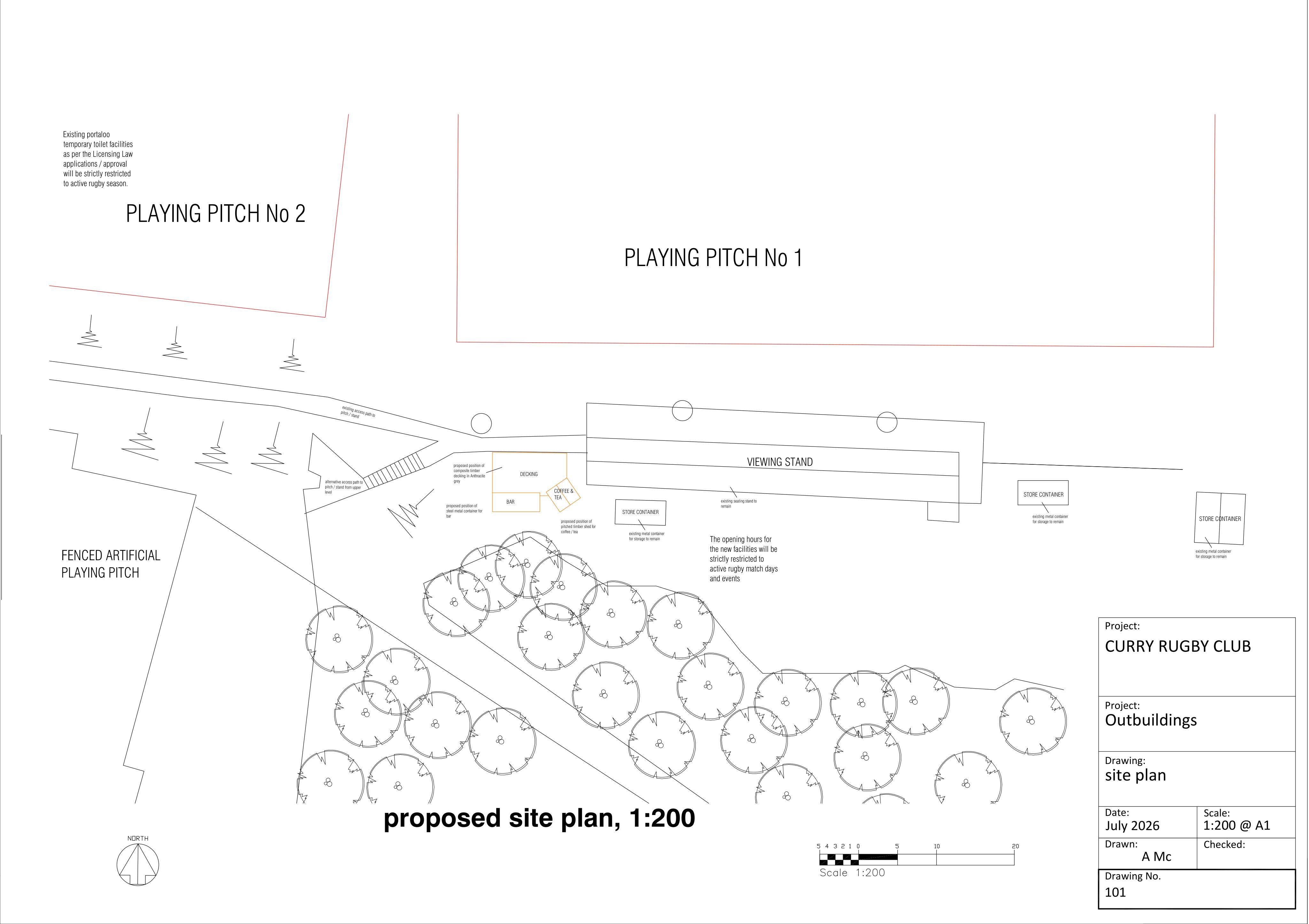 Planning document preview for application 26/03258/FUL, at Currie Rugby Football Club 5 Malleny Balerno EH14 7AF, showing (02) PROPOSED SITE PLAN, page 1