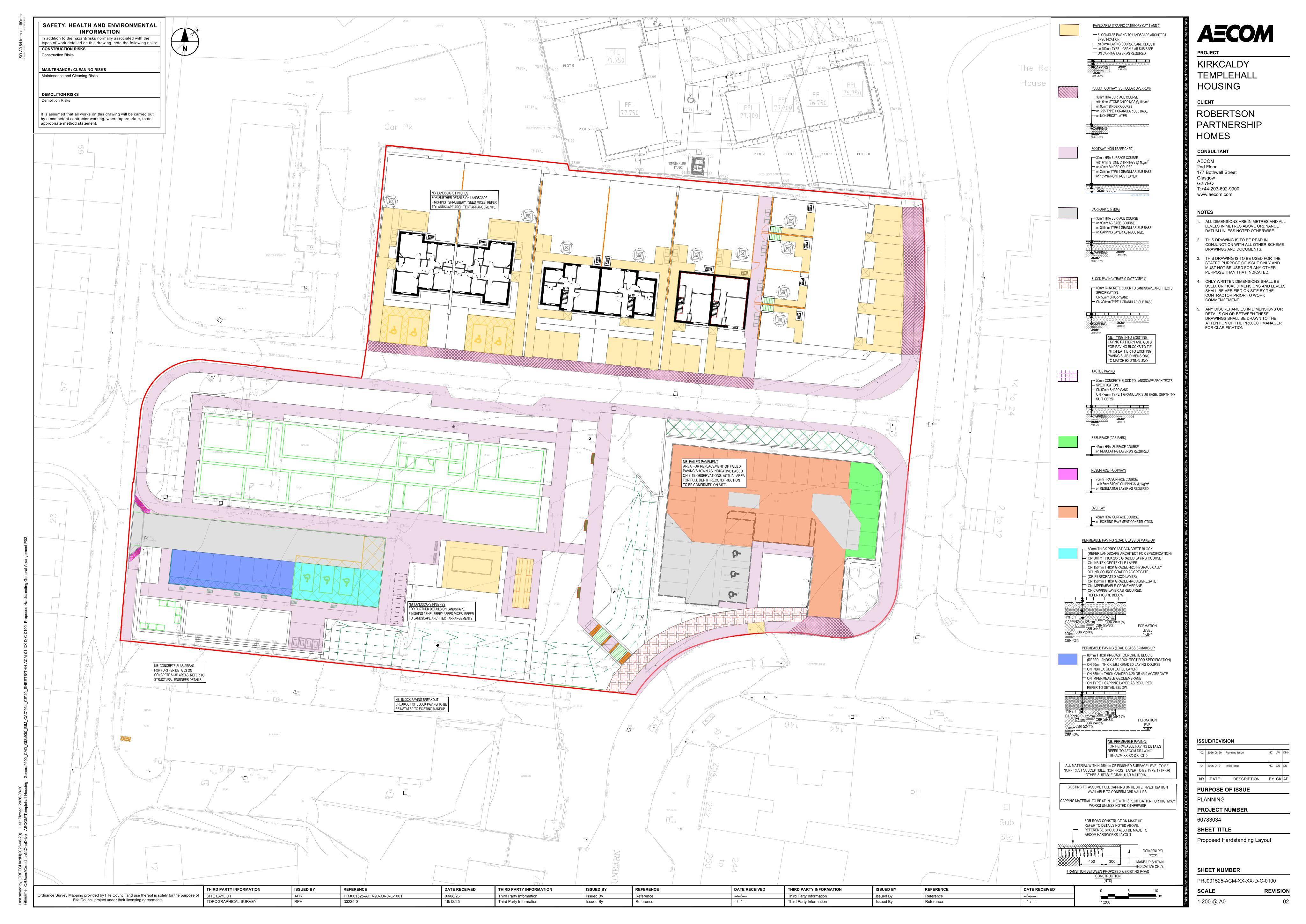 Planning document preview for application 26/02316/FULL, at Templehall Library Beauly Place Kirkcaldy Fife KY2 6EX, showing 29 - PROPOSED HARDSTANDING GENERAL ARRANGEMENT, page 1