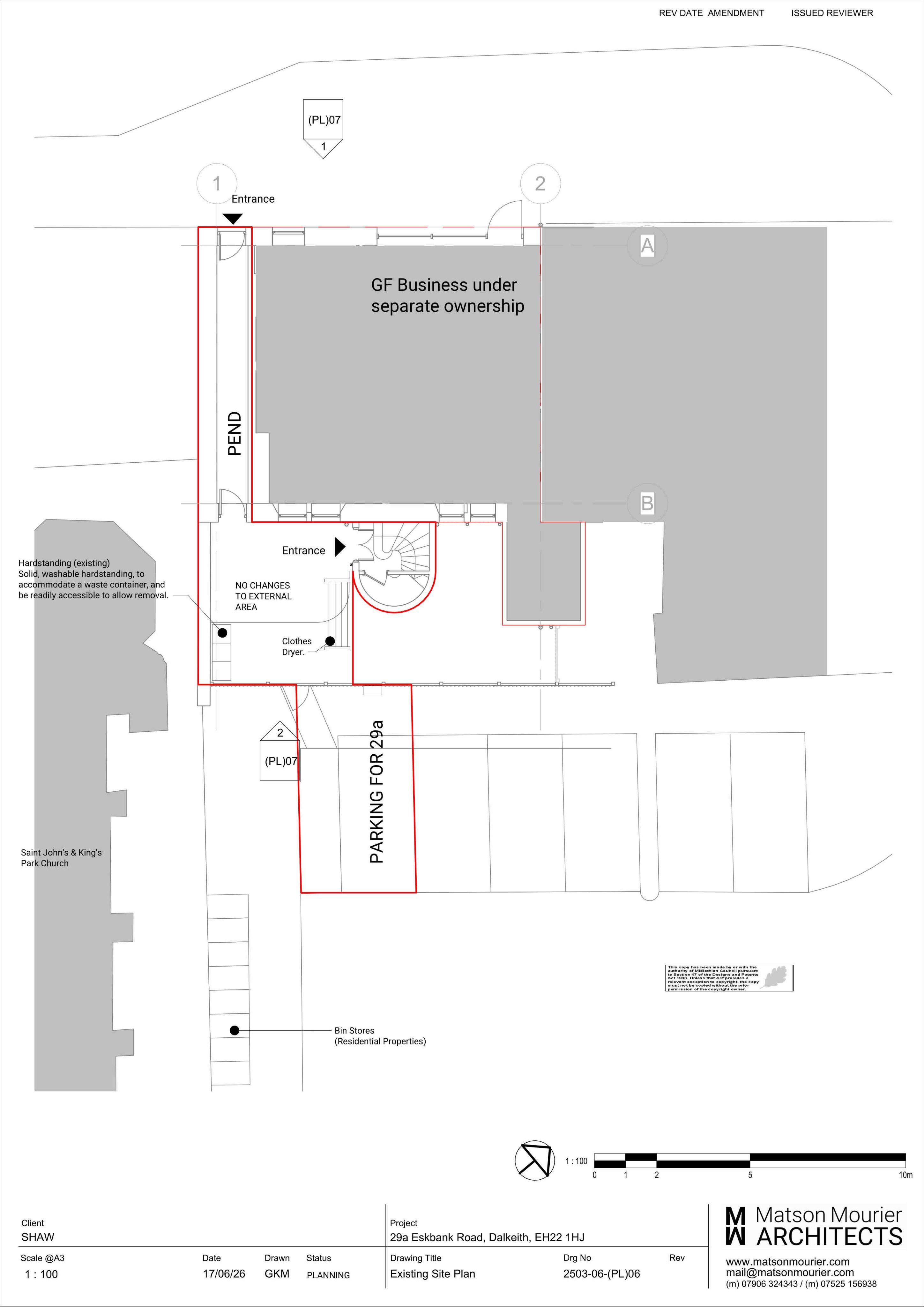Planning document preview for application 26/00352/DPP, at 29A Eskbank Road Dalkeith EH22 1HJ, showing C - Site Plan, page 1