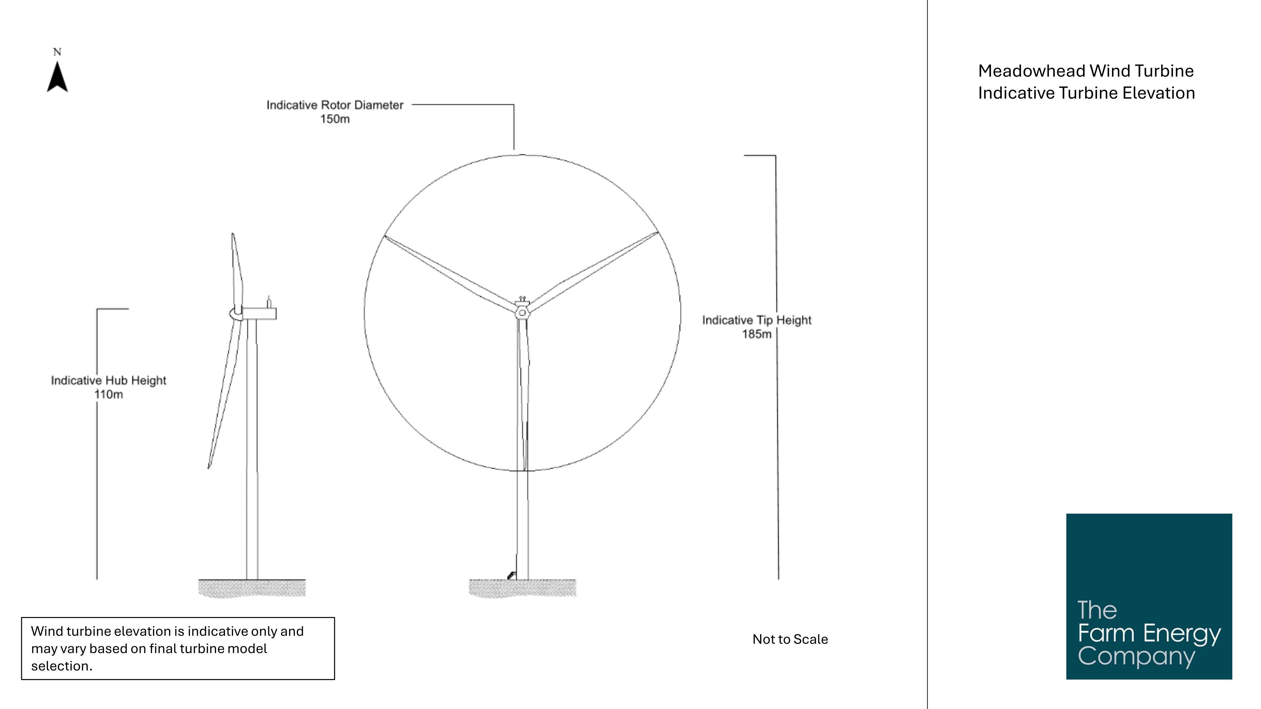 Planning document preview for application 25/00334/PP, at Site To North Of 1 Dunlop Place Meadowhead Industrial Estate Irvine North Ayrshire, showing Indicative 185m candidate turbine elevations, page 1