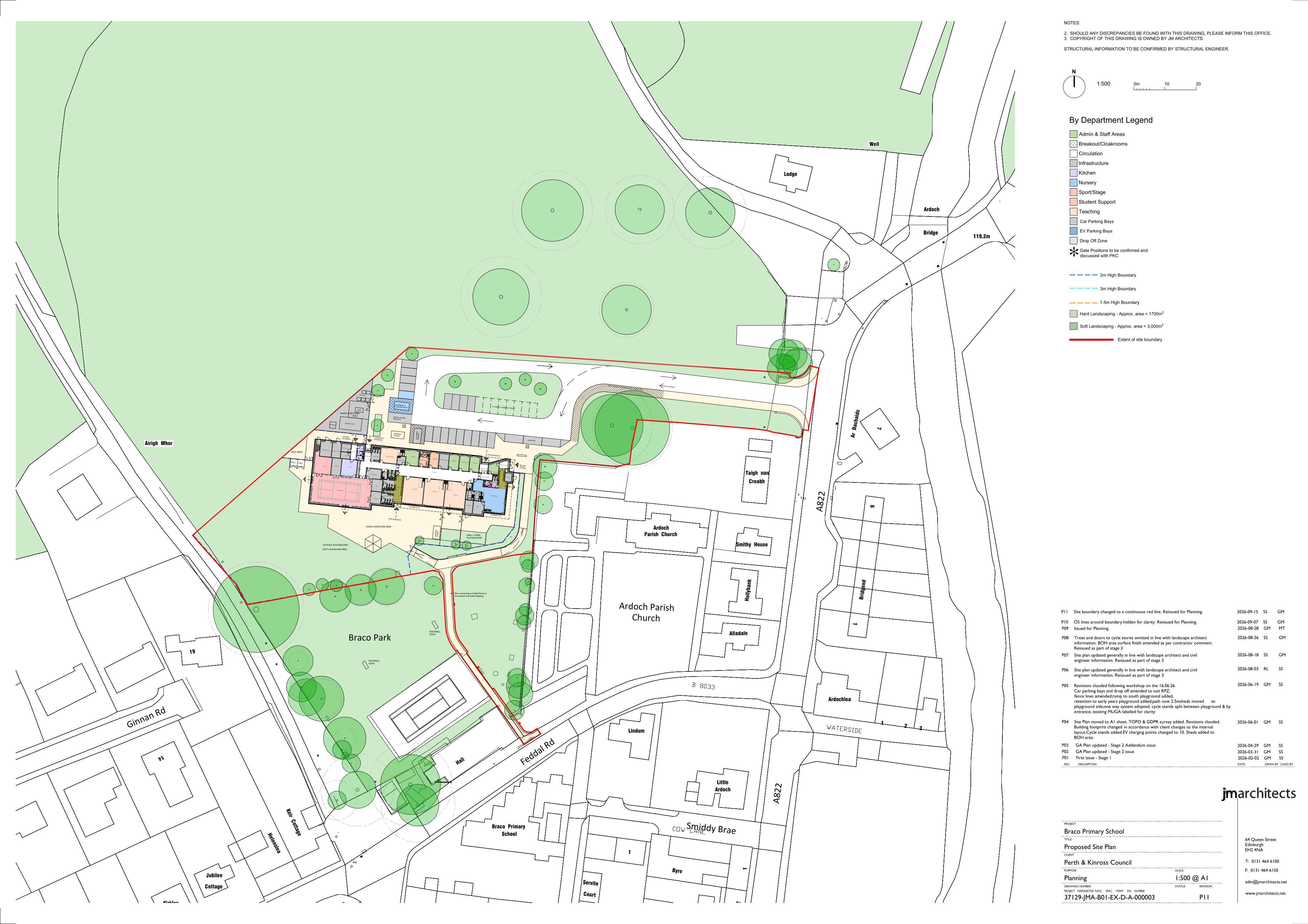 Planning document preview for application 26/01294/FLL, at Land 100 Metres North Of Braco Village Hall Feddal Road Braco, showing PROPOSED SITE PLAN, page 1