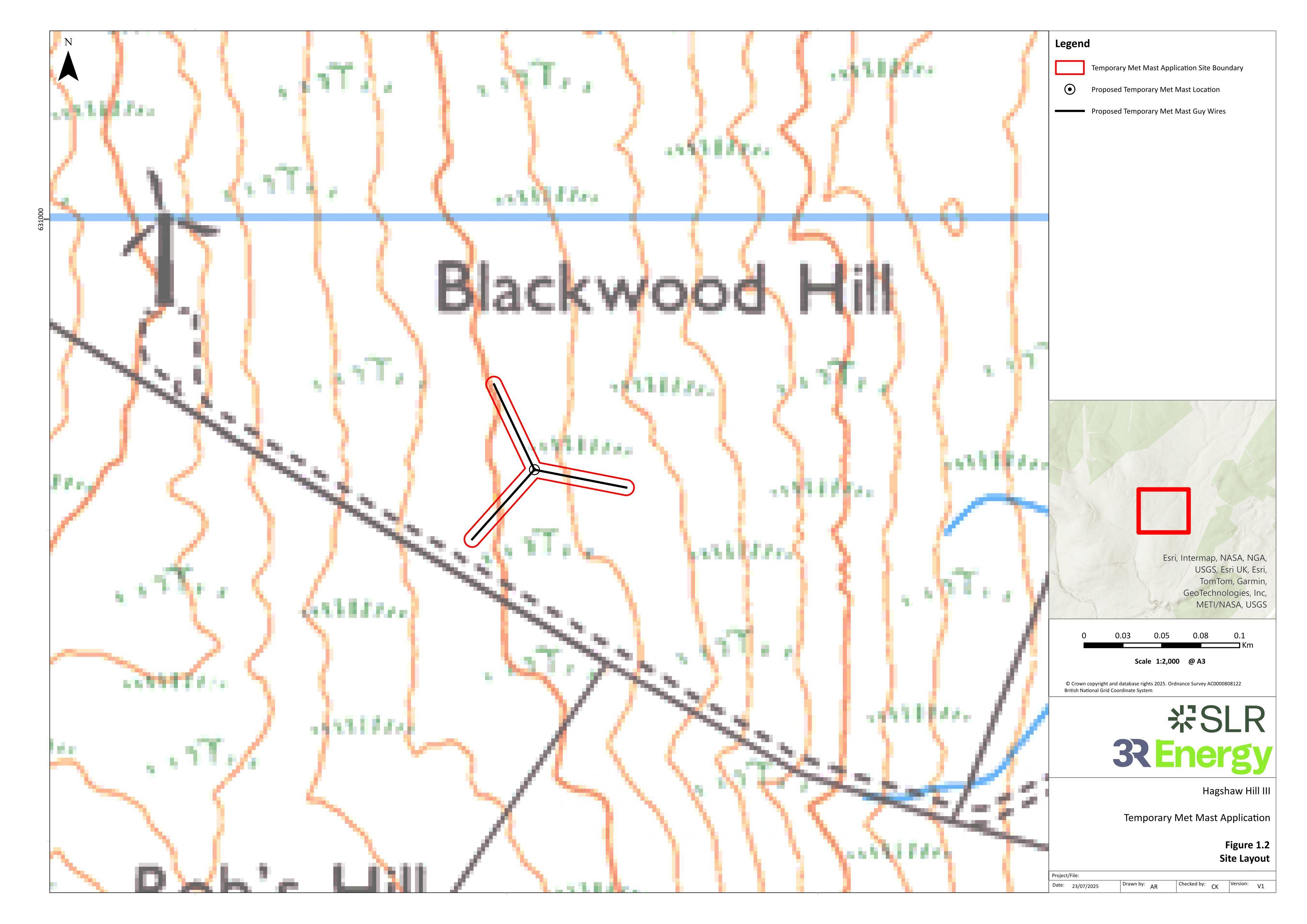 Planning document preview for application P/25/1146, at Land 660M West Of Station Cottage Hagshaw Hill III Wind Farm Opencast Mine At Poniel - Access Roads Douglas ML11 0NN, showing Site layout, page 1